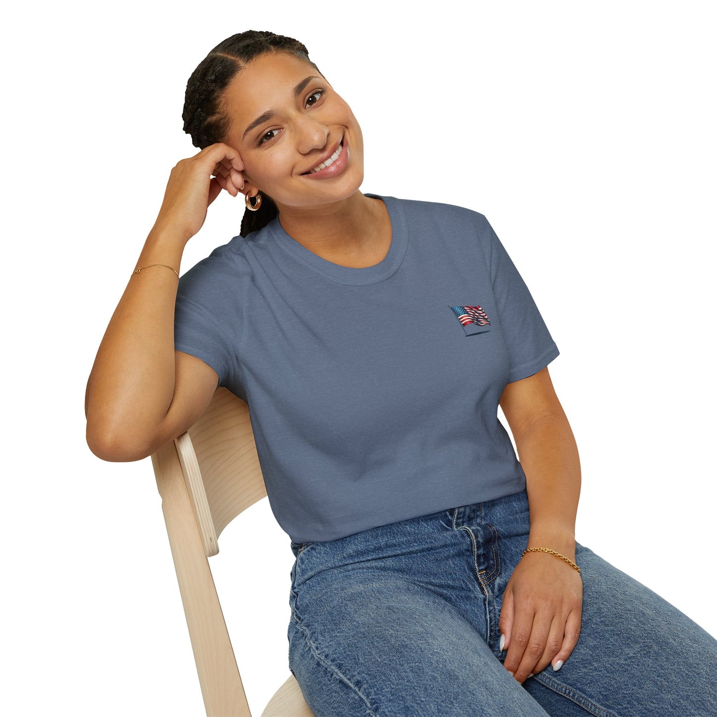 Patriotic Unisex Softstyle T-Shirt, American Flag Tee, USA Pride Shirt, Perfect for Independence Day, Casual Wear
