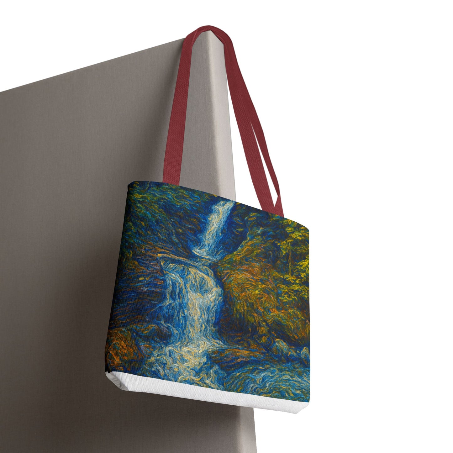 Nature-Inspired Tote Bag, Artistic Eco-Friendly Shopper, Waterfall Design, Reusable Market Bag, Gift for Nature Lovers