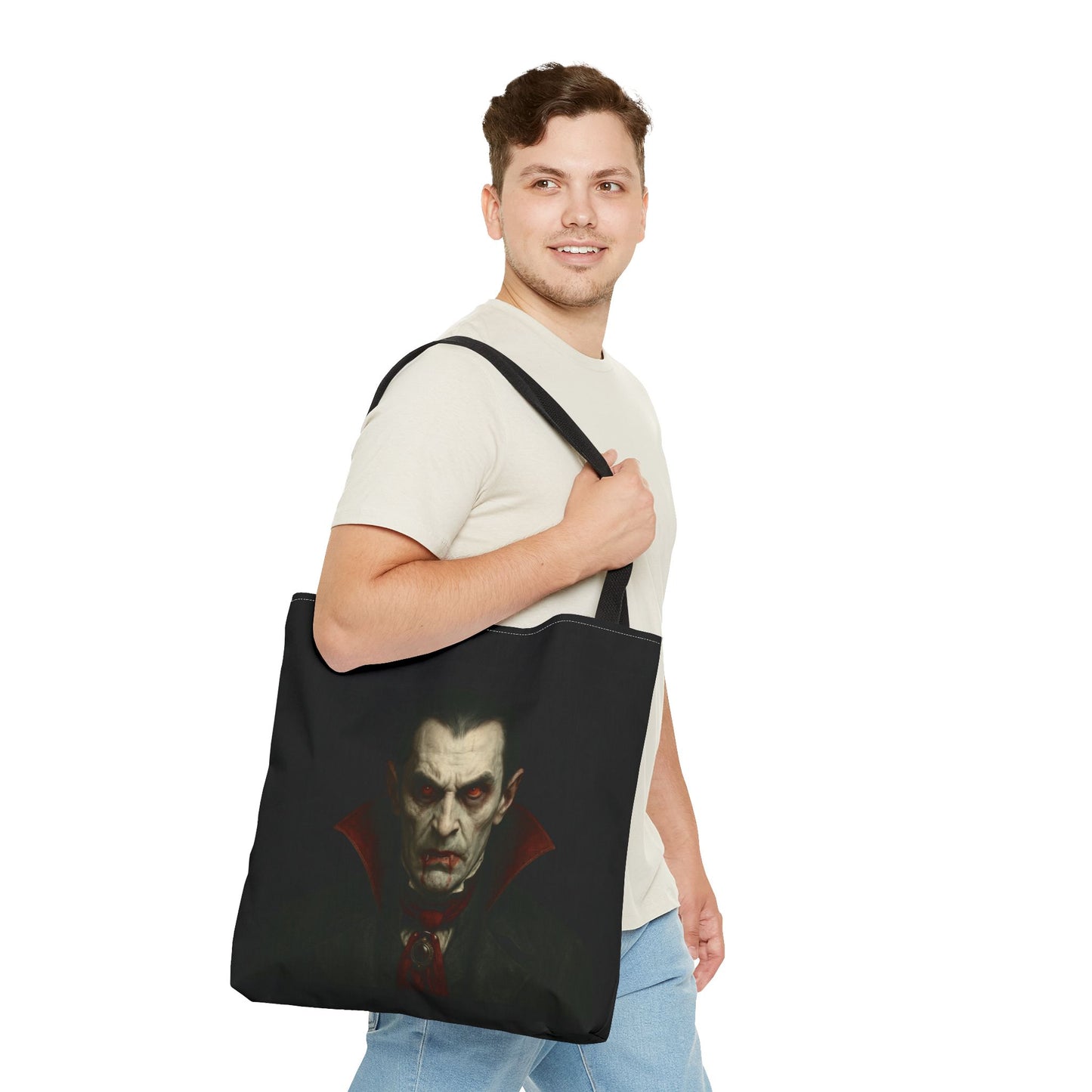 Vampire Haunted Tote Bag, Spooky Shopping Bag, Halloween Accessory, Gothic Style Handbag, Perfect for Halloween Parties, Unisex Tote