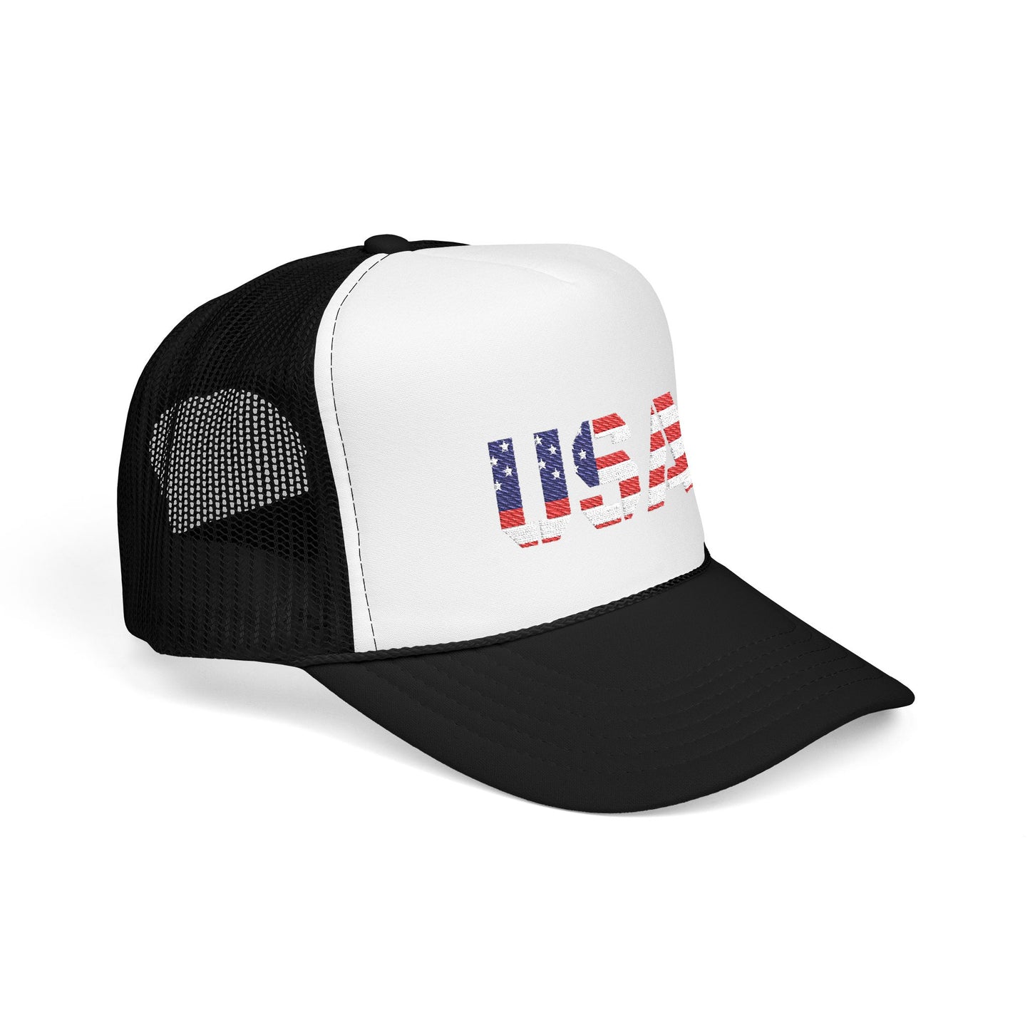 USA Flag Embroidered Foam Trucker Hat, Patriotic Cap, Red Mesh Hat, Summer Outdoor Gear, Festival Accessory, July 4th Gift