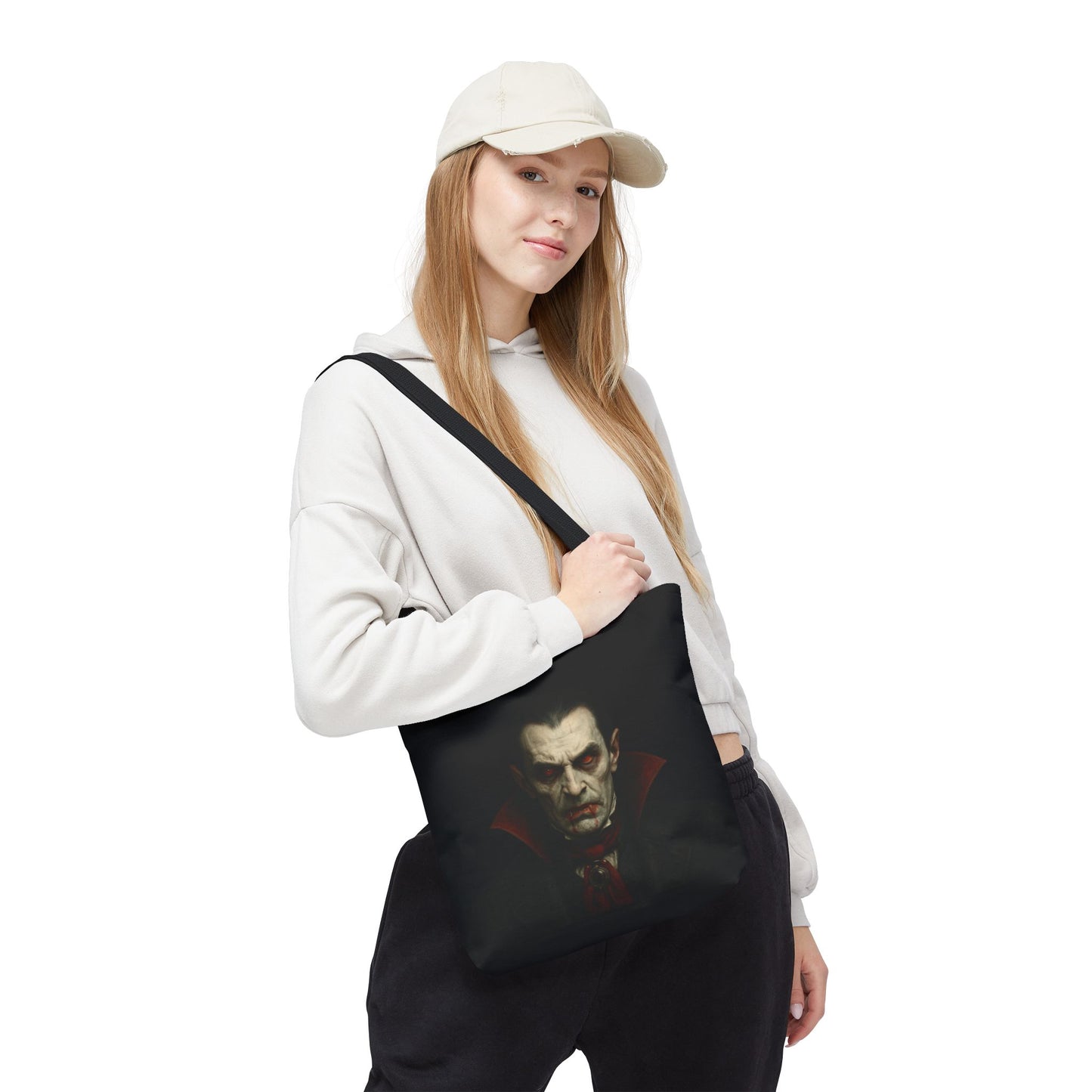 Vampire Haunted Tote Bag, Spooky Shopping Bag, Halloween Accessory, Gothic Style Handbag, Perfect for Halloween Parties, Unisex Tote