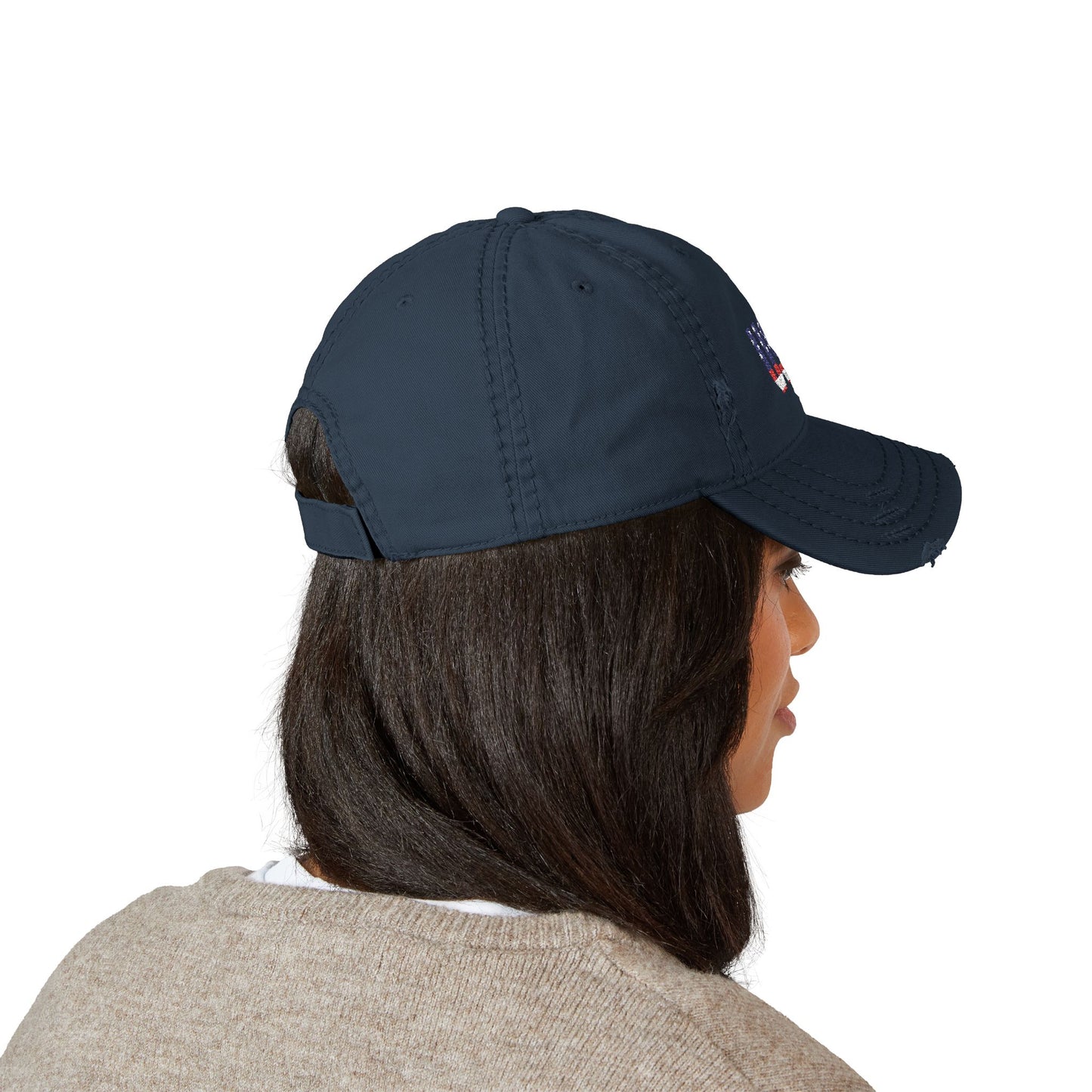 Embroidered Distressed Dad Hat, Vintage Style USA Casual Cap, Unisex Gift for Dad, USA Pride Hat for Holidays