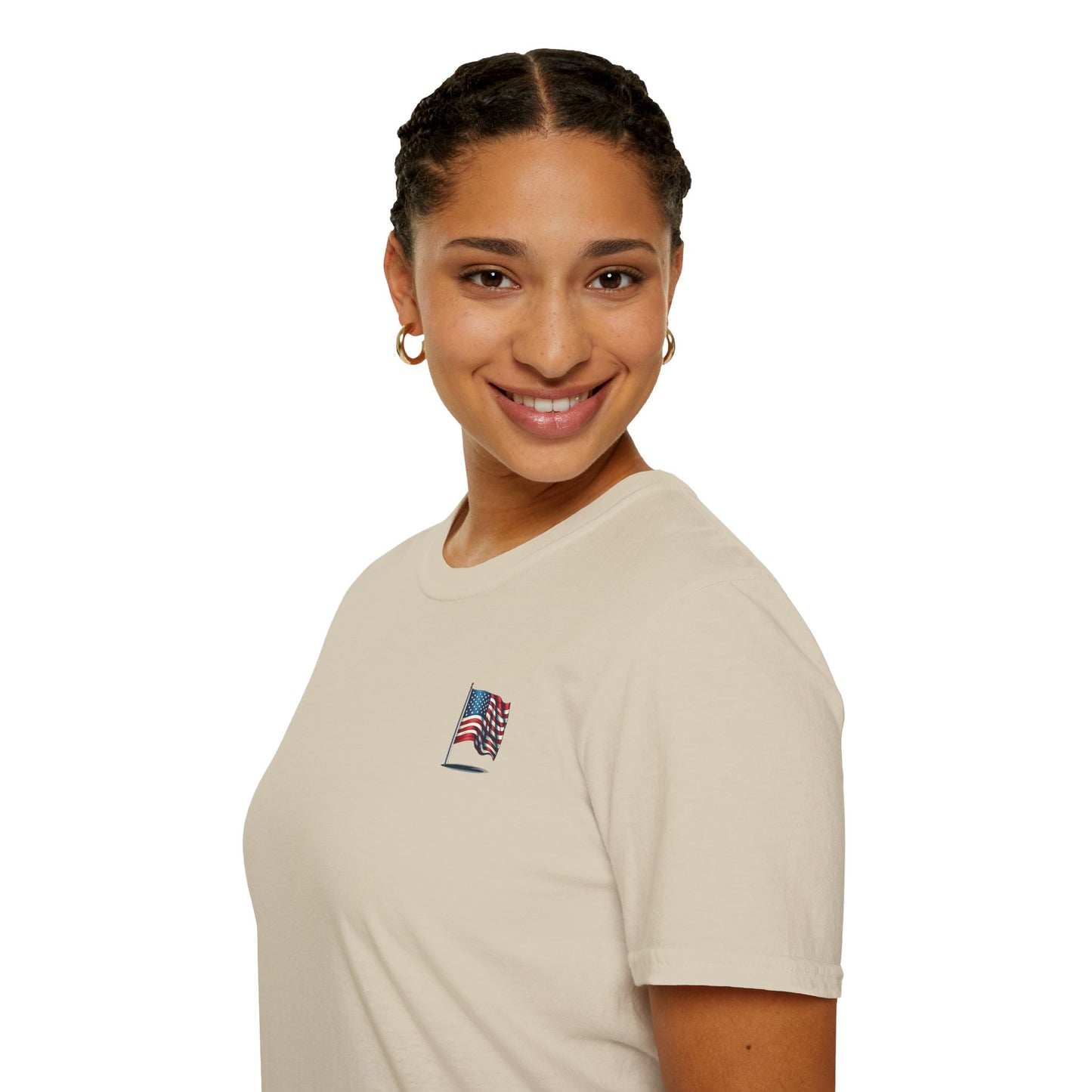 Patriotic Unisex Softstyle T-Shirt, American Flag Tee, USA Pride Shirt, Perfect for Independence Day, Casual Wear