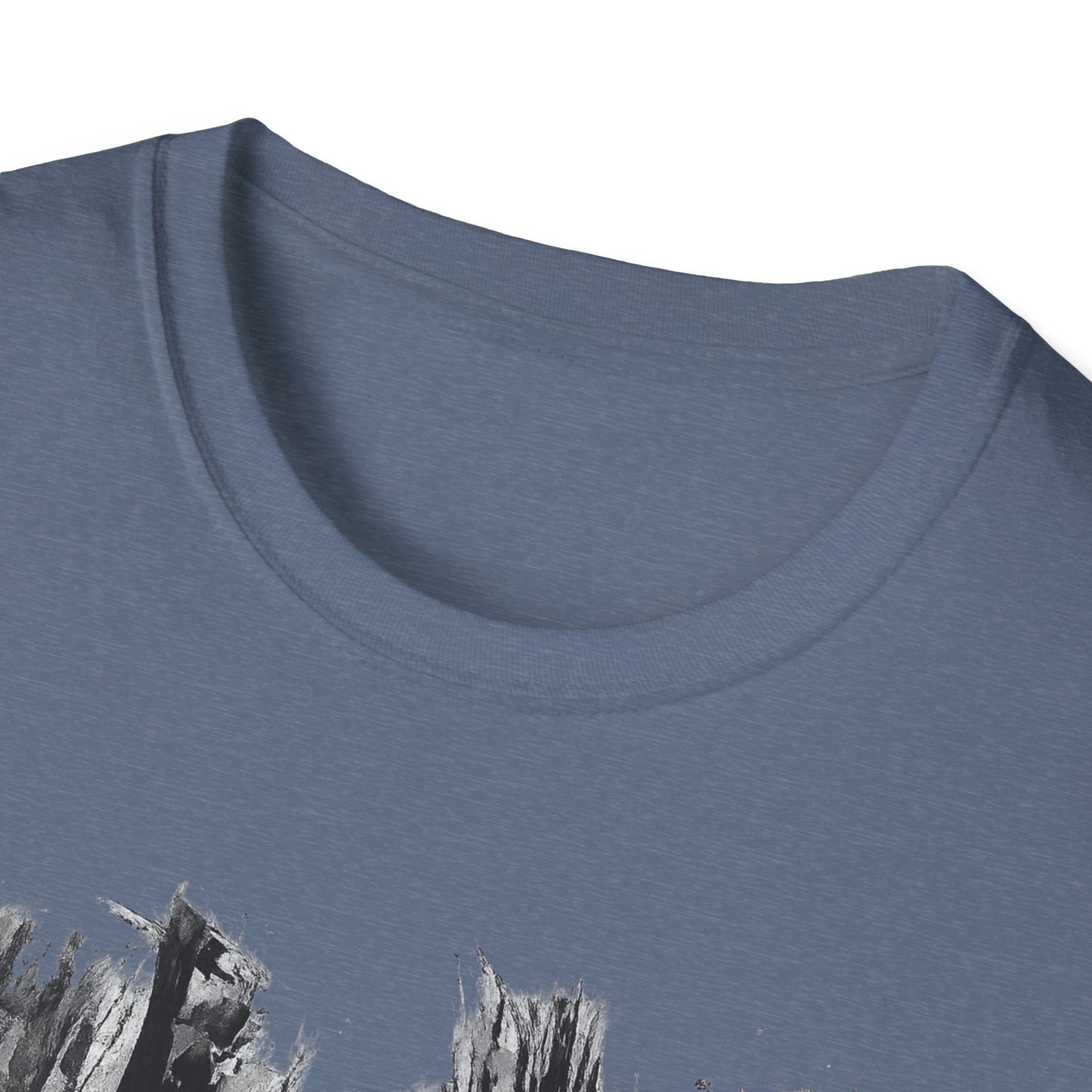 Unisex Softstyle T-Shirt with Abstract Landscape Art, Casual Wear, Gift for Art Lovers, Everyday Fashion, Nature Inspired Tee