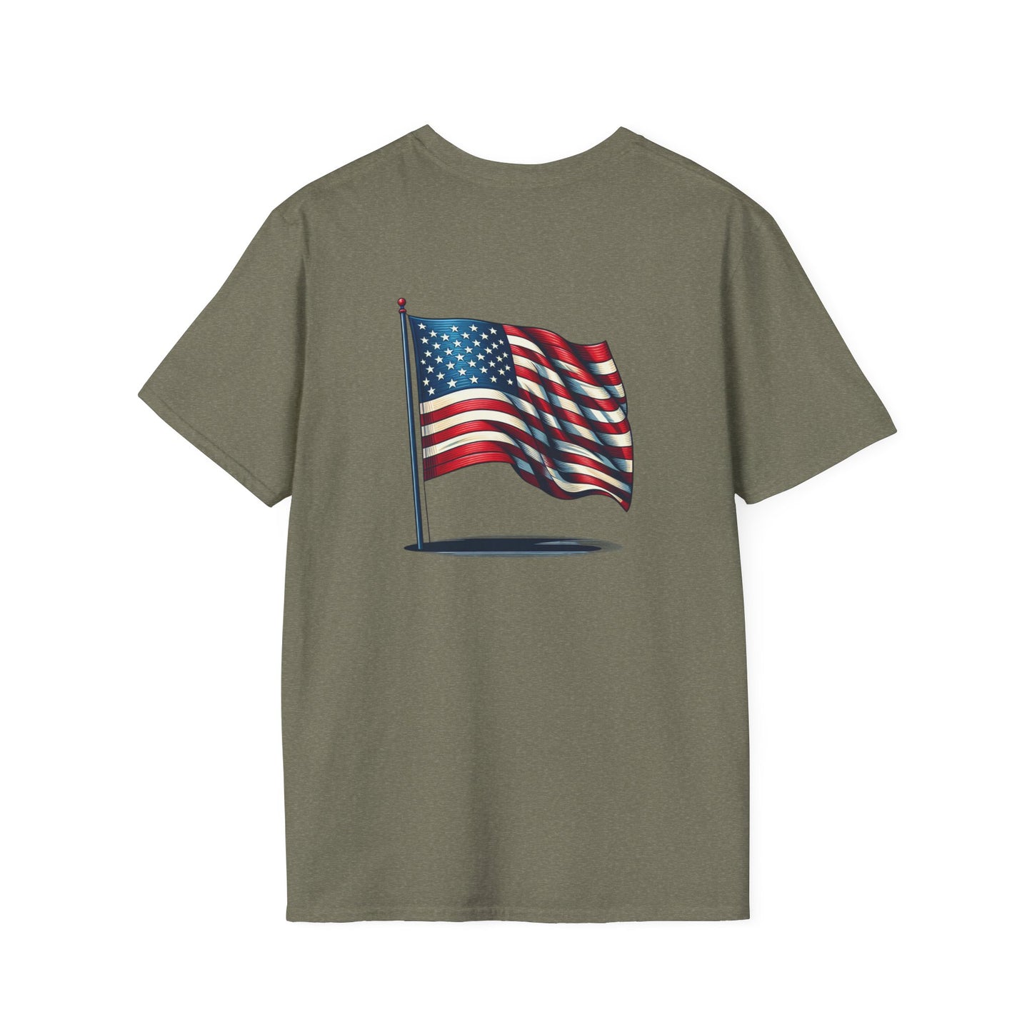 Patriotic Unisex Softstyle T-Shirt, American Flag Tee, USA Pride Shirt, Perfect for Independence Day, Casual Wear