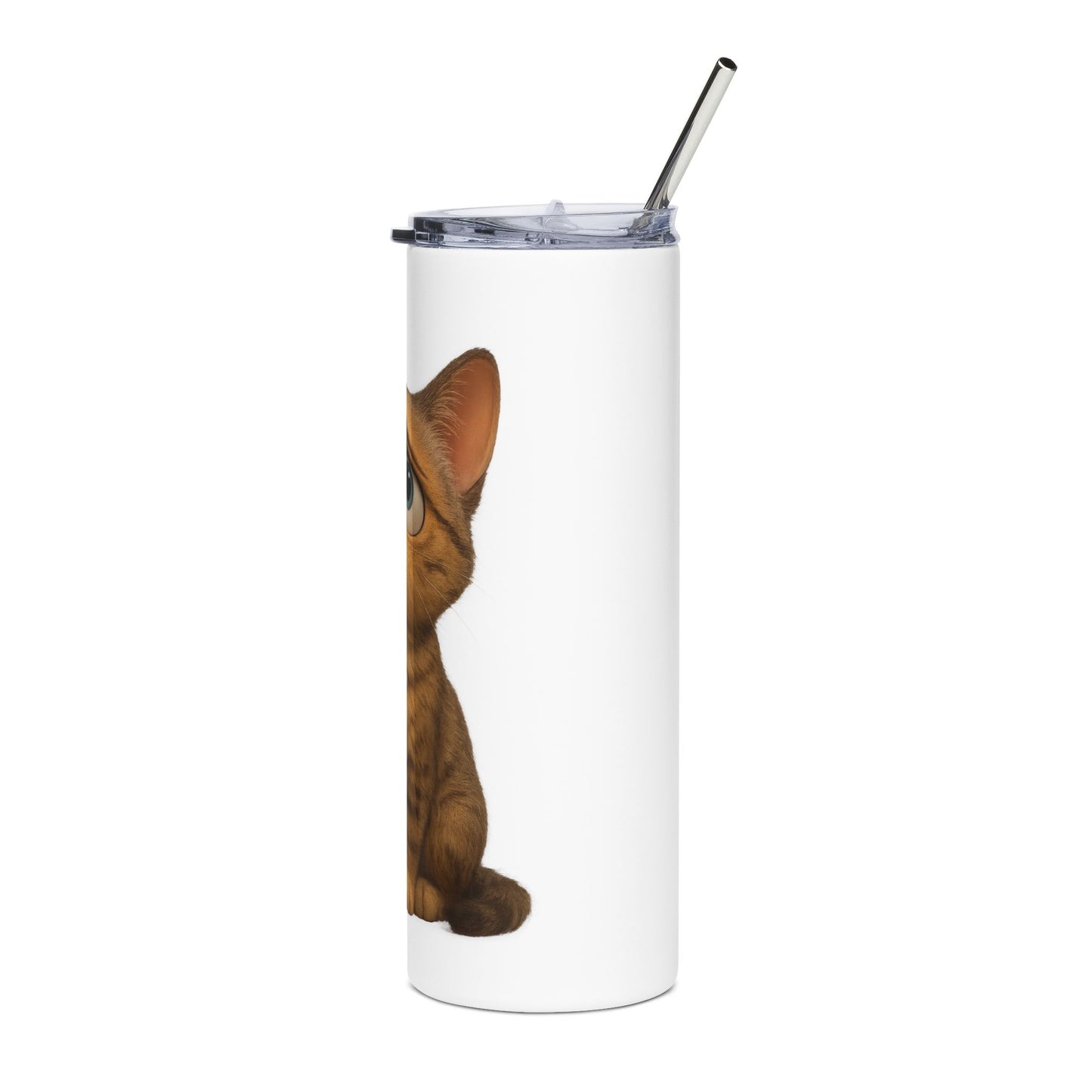 Cute Cat Stainless Steel Tumbler, 20oz - Adorable Pet Lover Gift, Travel Mug, Funny Cat Cup, Eco-Friendly Drinkware, Birthday Present