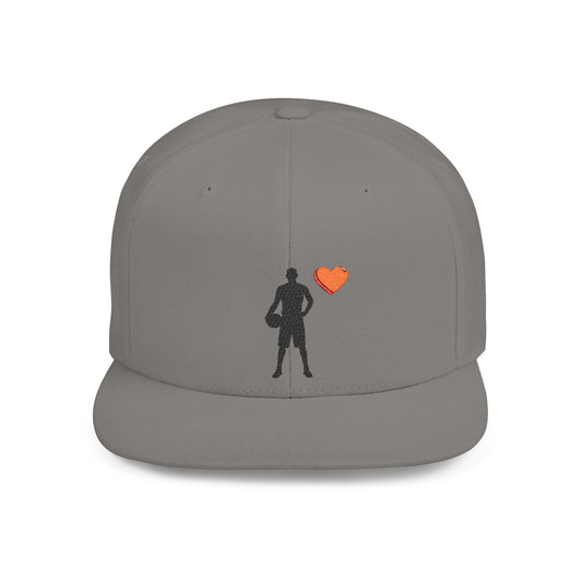 Sporty Love Flat Bill Snapback Hat – Adjustable Cap for Athletes, Casual Wear, Gifts for Sports Fans, Basketball Enthusiasts, Unique