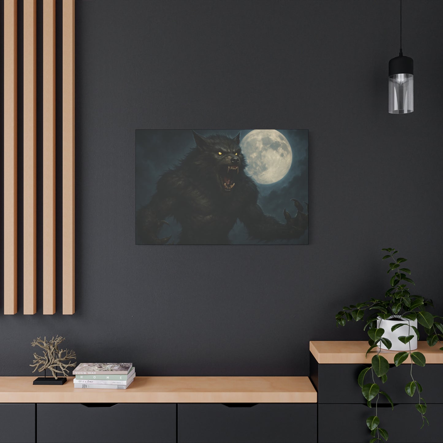 Werewolf Moon Canvas Art | Dark Fantasy Decor for Halloween, Gothic Home, Werewolf Lover Gift, Unique Wall Art, Spooky Decor