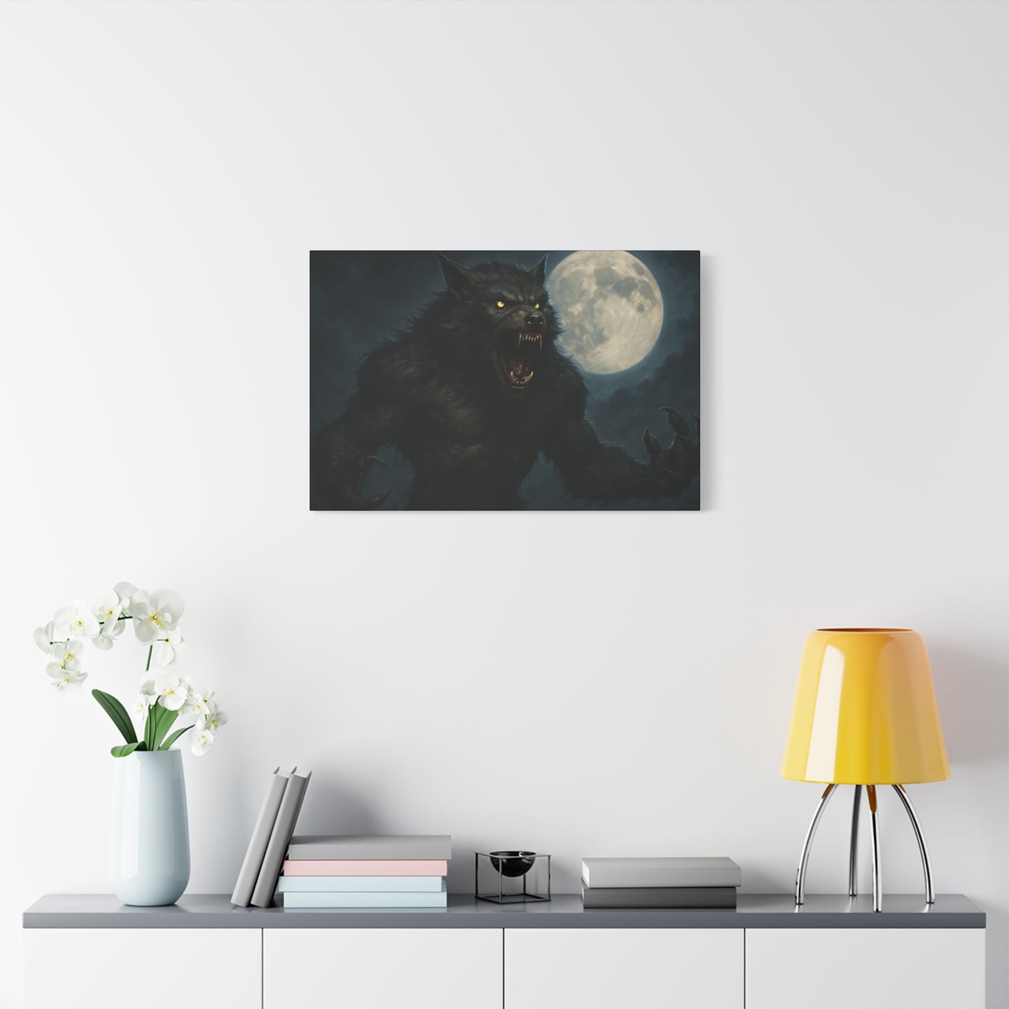 Werewolf Moon Canvas Art | Dark Fantasy Decor for Halloween, Gothic Home, Werewolf Lover Gift, Unique Wall Art, Spooky Decor