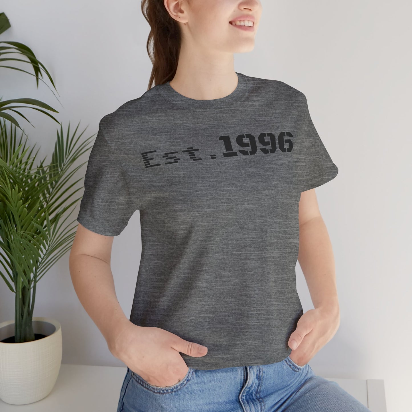 Unisex Jersey Tee - 'Est. 1996' Graphic Shirt, Birthday Gift, Casual Wear, Vintage Style, Retro Fashion, Gift for Him/Her