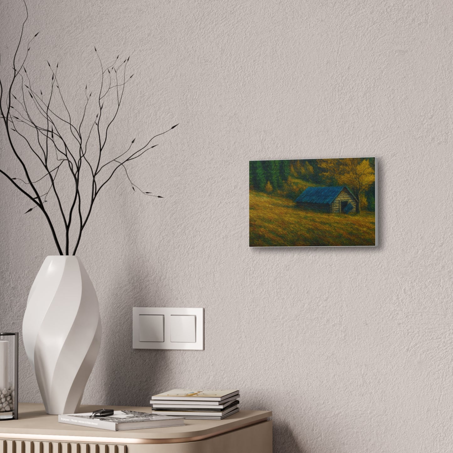 Rustic Canvas Wall Art, Nature Landscape Painting, Autumn Decor, Farmhouse Wall Art, Cozy Home Decoration