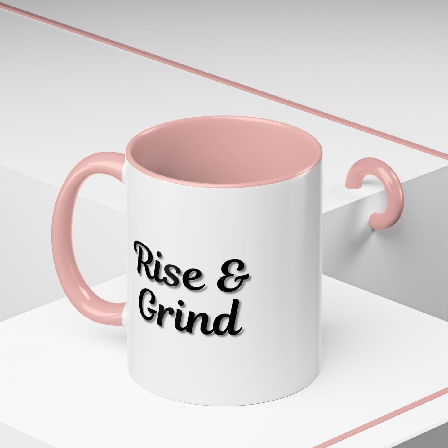 Rise & Grind Coffee Mug – Motivational Black Accent Mug for Daily Inspiration