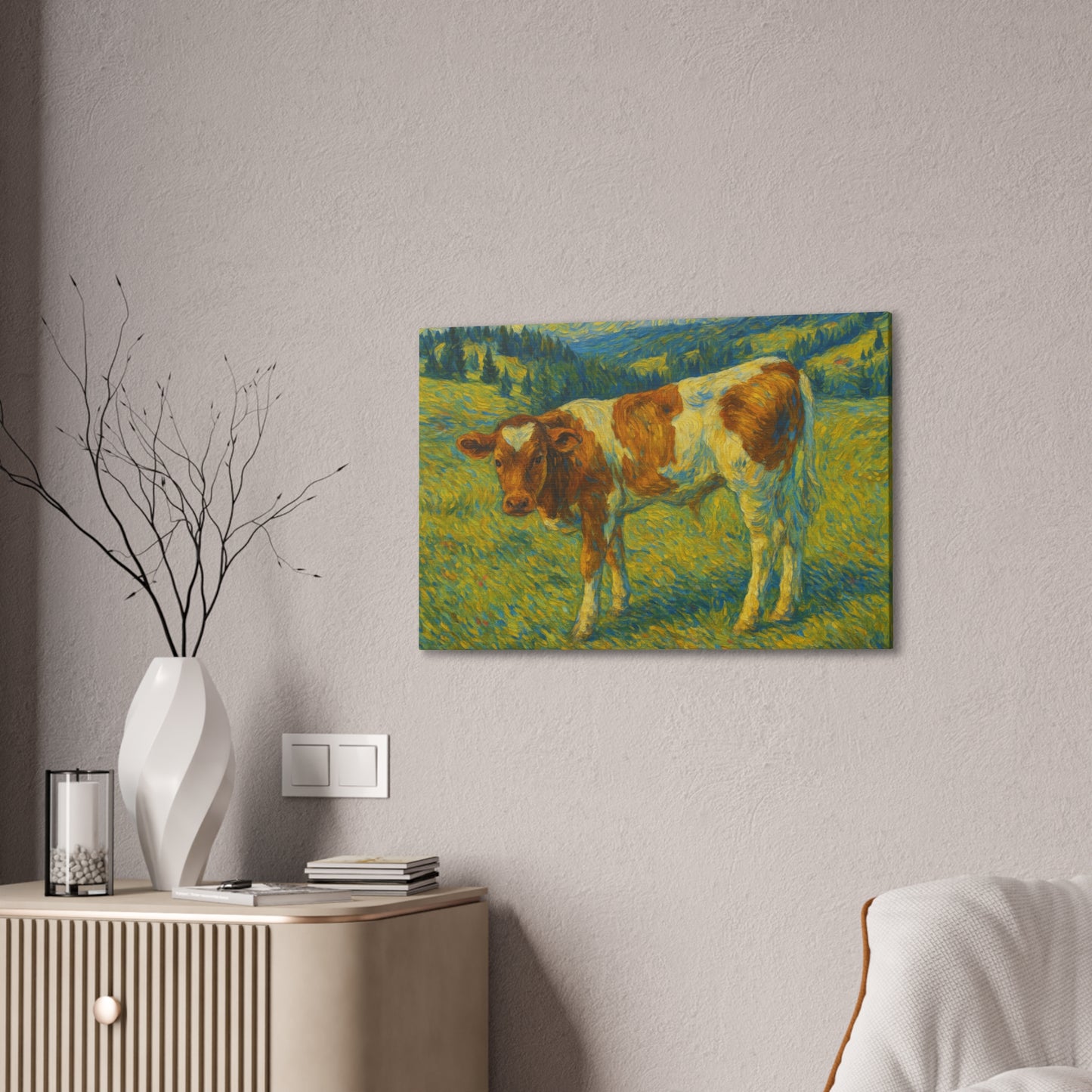 Cow Art Canvas Print, Rustic Farmhouse Decor, Animal Lover Gift, Country Wall Art, Thoughtful Homewarming