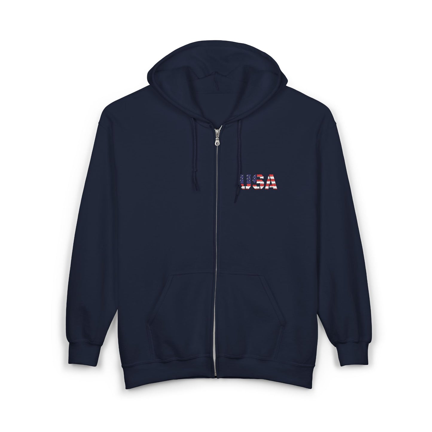 USA Flag Full Zip Hoodie - Unisex Sweatshirt for Independence Day, Patriotic Apparel, Casual Wear, Gifts for Veterans