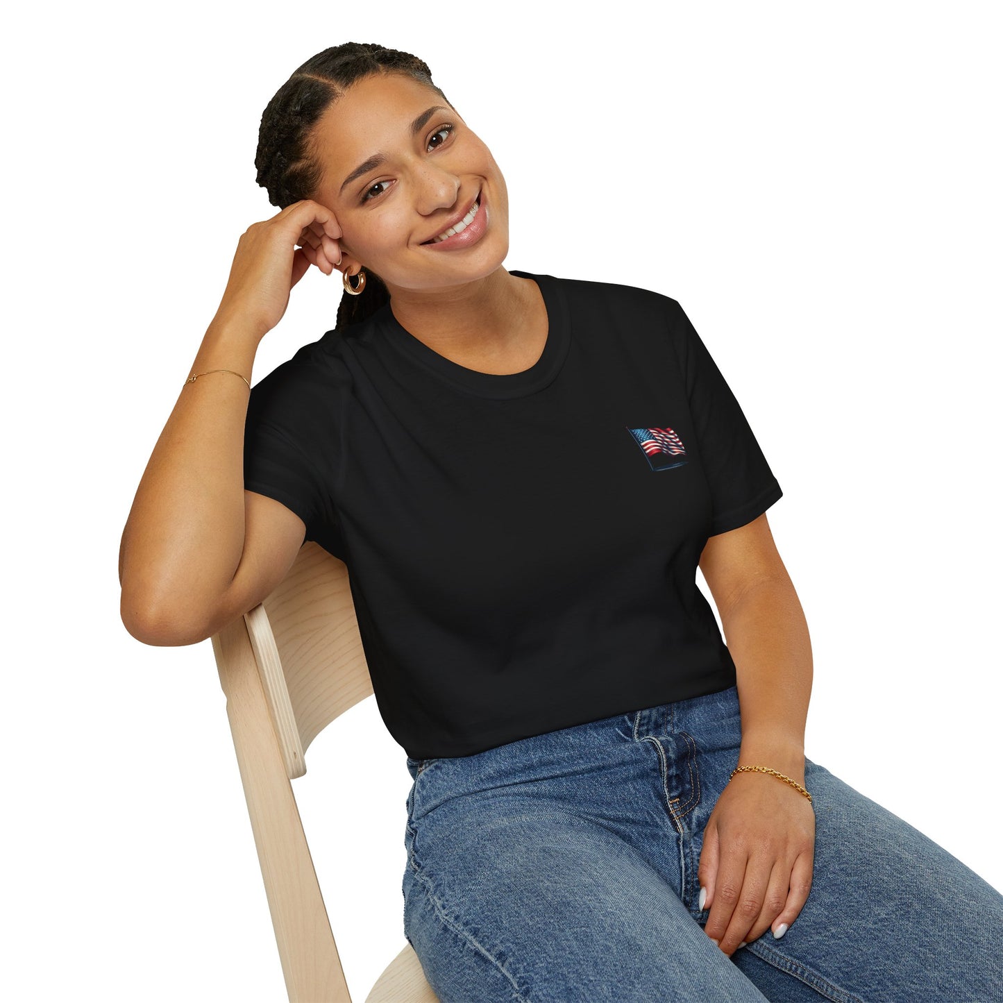 Patriotic Unisex Softstyle T-Shirt, American Flag Tee, USA Pride Shirt, Perfect for Independence Day, Casual Wear