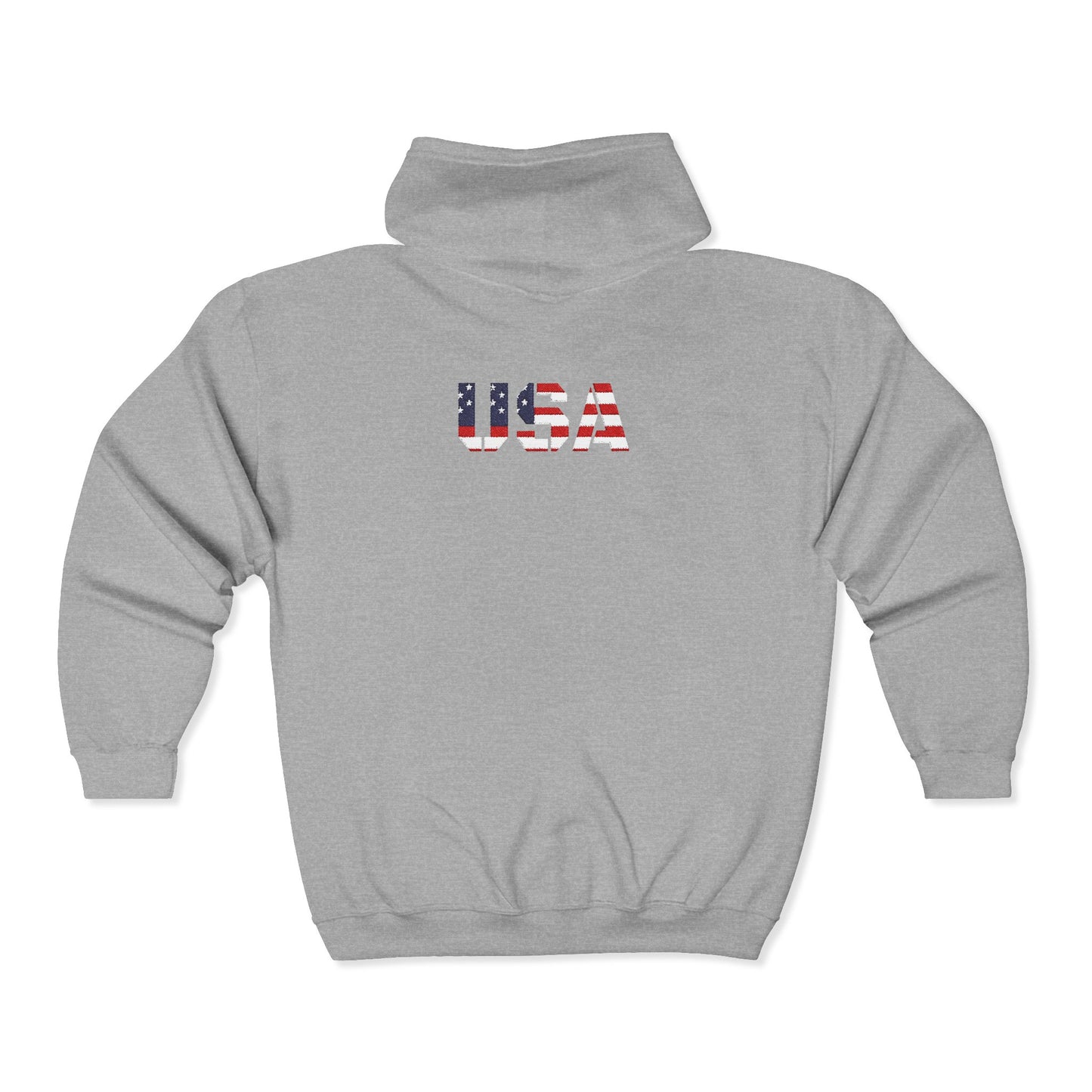 USA Flag Full Zip Hoodie - Unisex Sweatshirt for Independence Day, Patriotic Apparel, Casual Wear, Gifts for Veterans