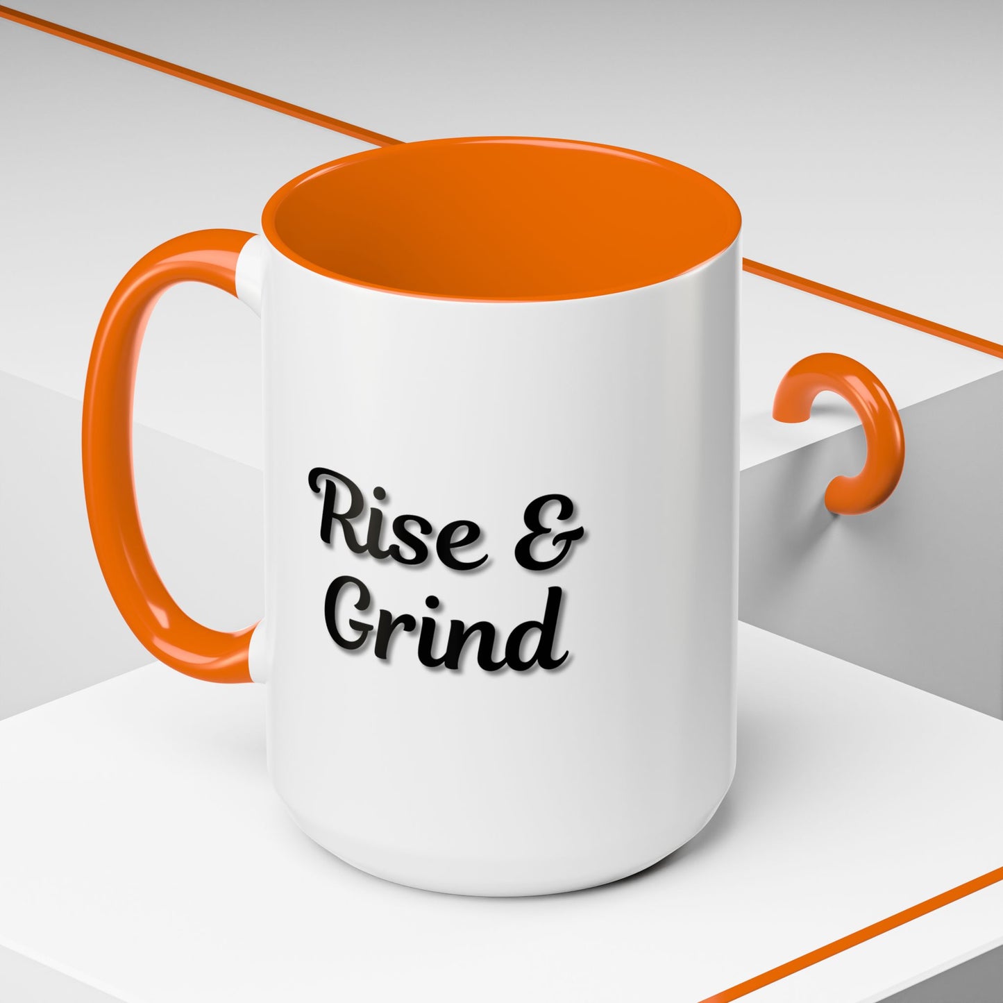Rise & Grind Coffee Mug – Motivational Black Accent Mug for Daily Inspiration