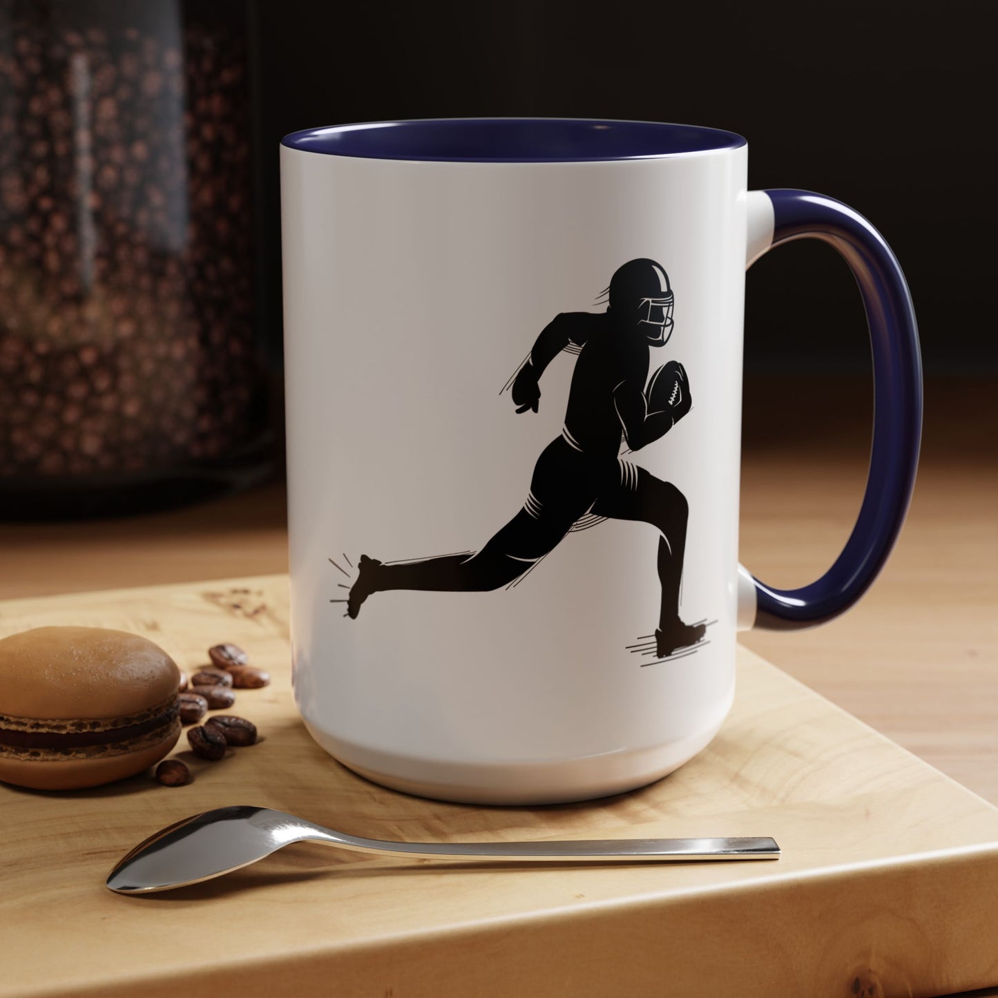 Football Player Themed Accent Coffee Mug, Sports Fan Gift, Unique Mug for Athletes, Coffee Lover, Game Day Essential