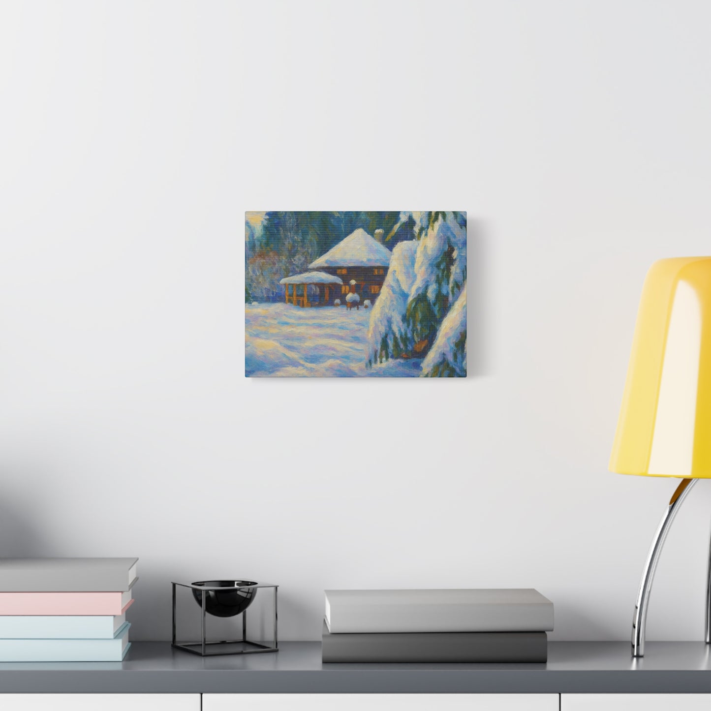 Winter Landscape Canvas Wall Art, Cozy Home Decor, Christmas Gift, Seasonal Artwork, Impressionist Style