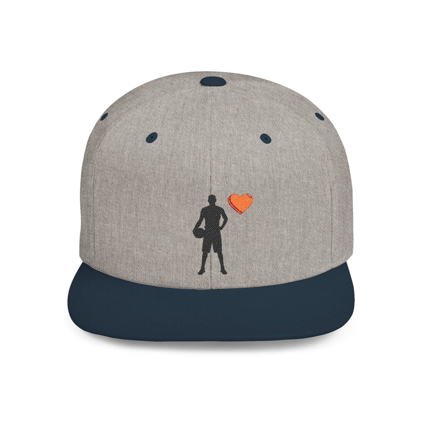 Sporty Love Flat Bill Snapback Hat – Adjustable Cap for Athletes, Casual Wear, Gifts for Sports Fans, Basketball Enthusiasts, Unique