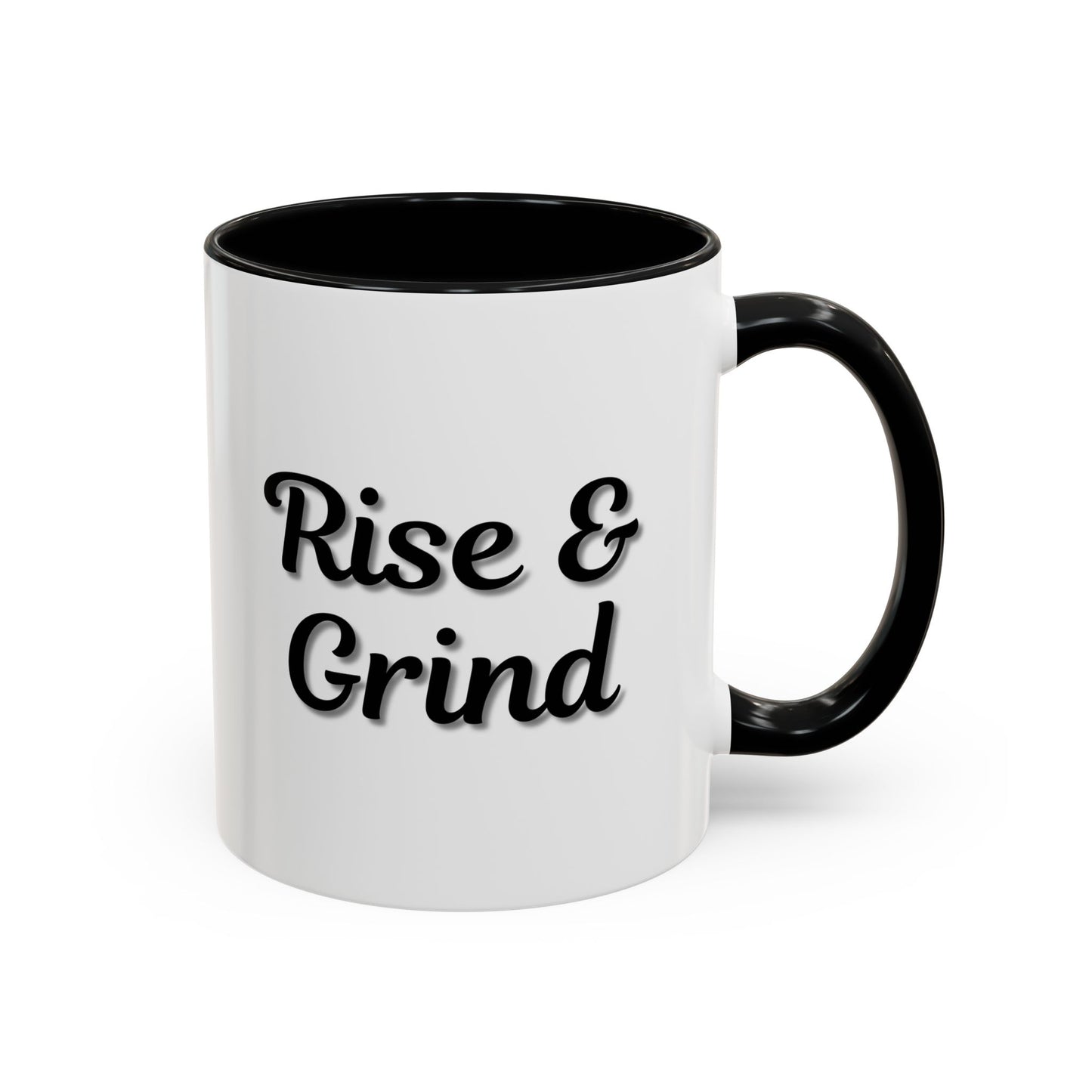Rise & Grind Coffee Mug – Motivational Black Accent Mug for Daily Inspiration