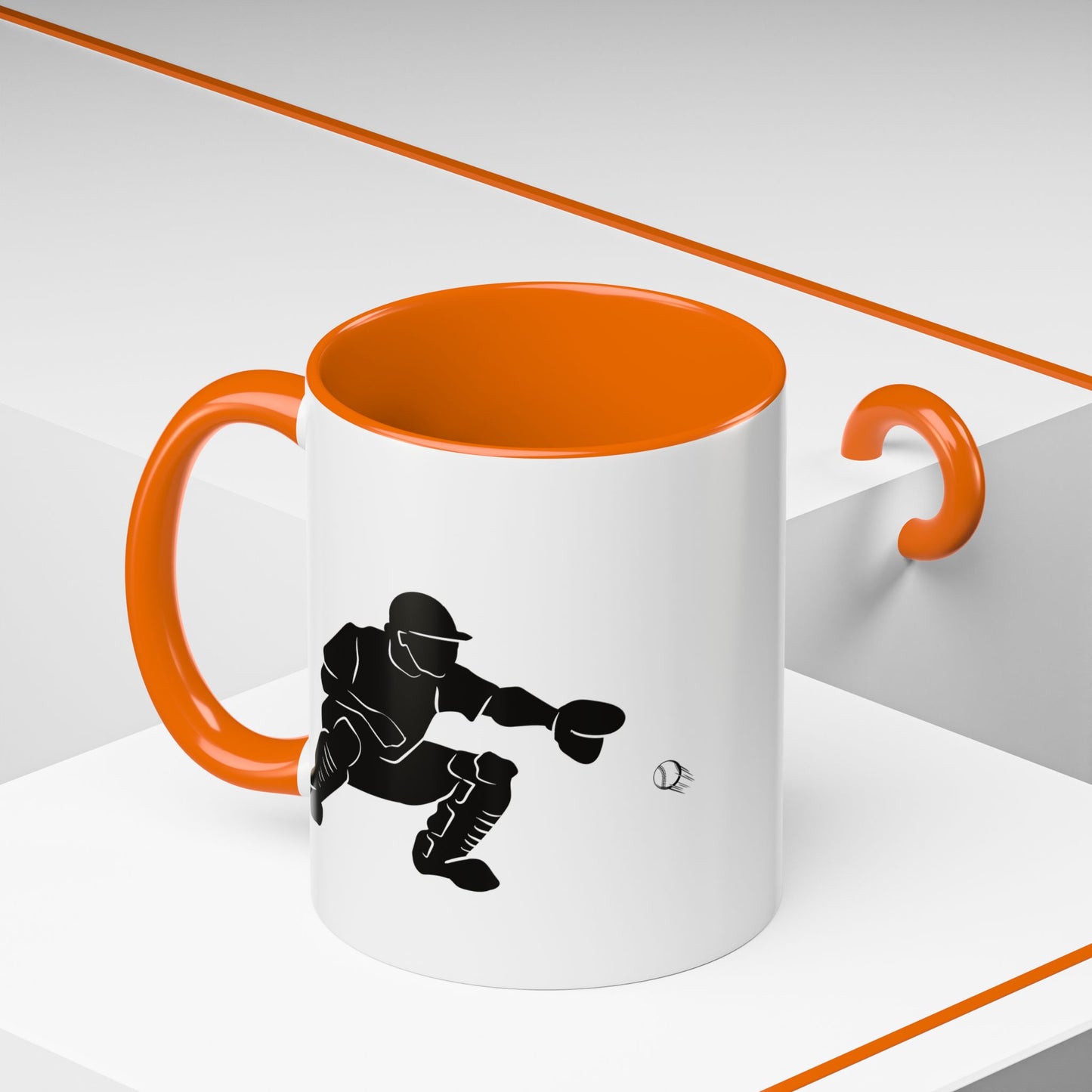 Baseball Catcher Coffee Mug, Sports Gift for Coaches, Black Accent Mug for Fans, Perfect for Birthdays & Celebrations, Unique Cup