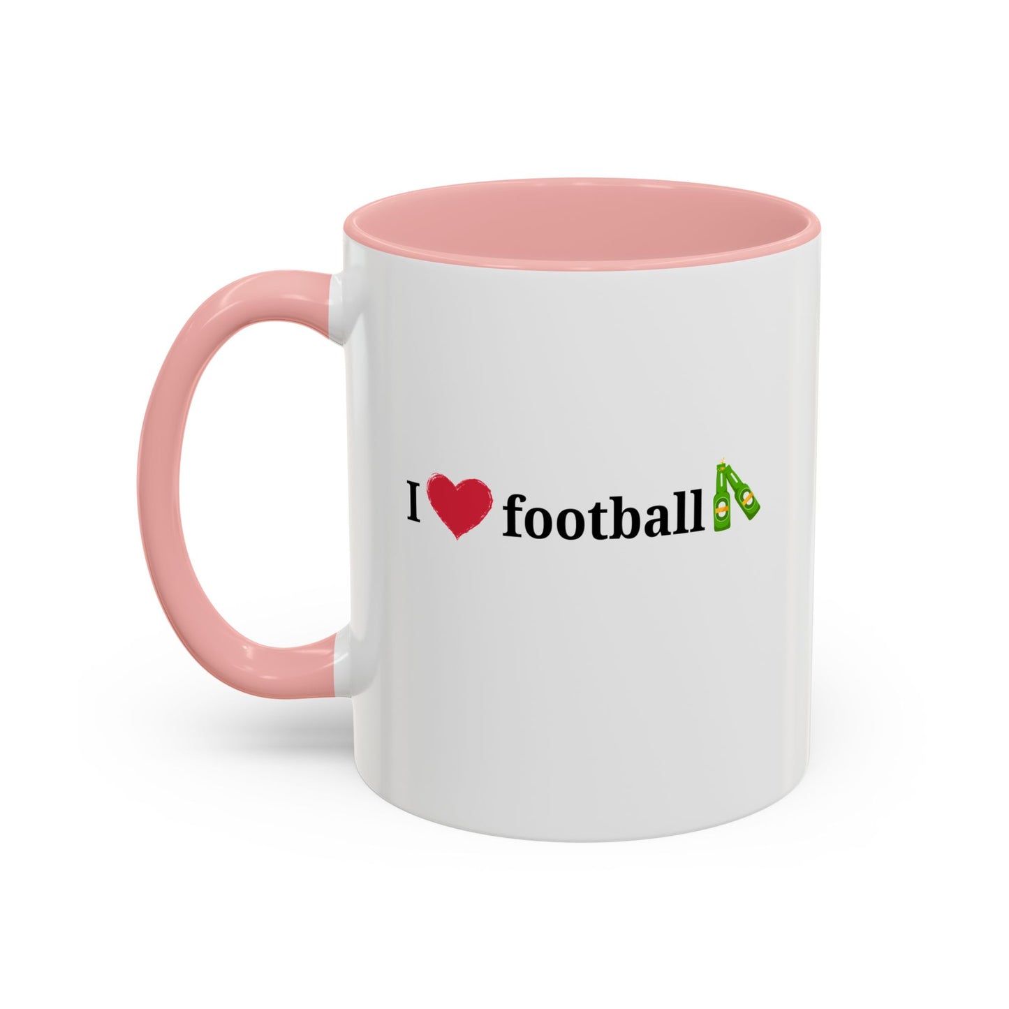 I Love Football Accent Coffee Mug, Perfect Gift for Sports Lovers, Football Enthusiasts, Unique Mug for Game Days, Home or Office Decor