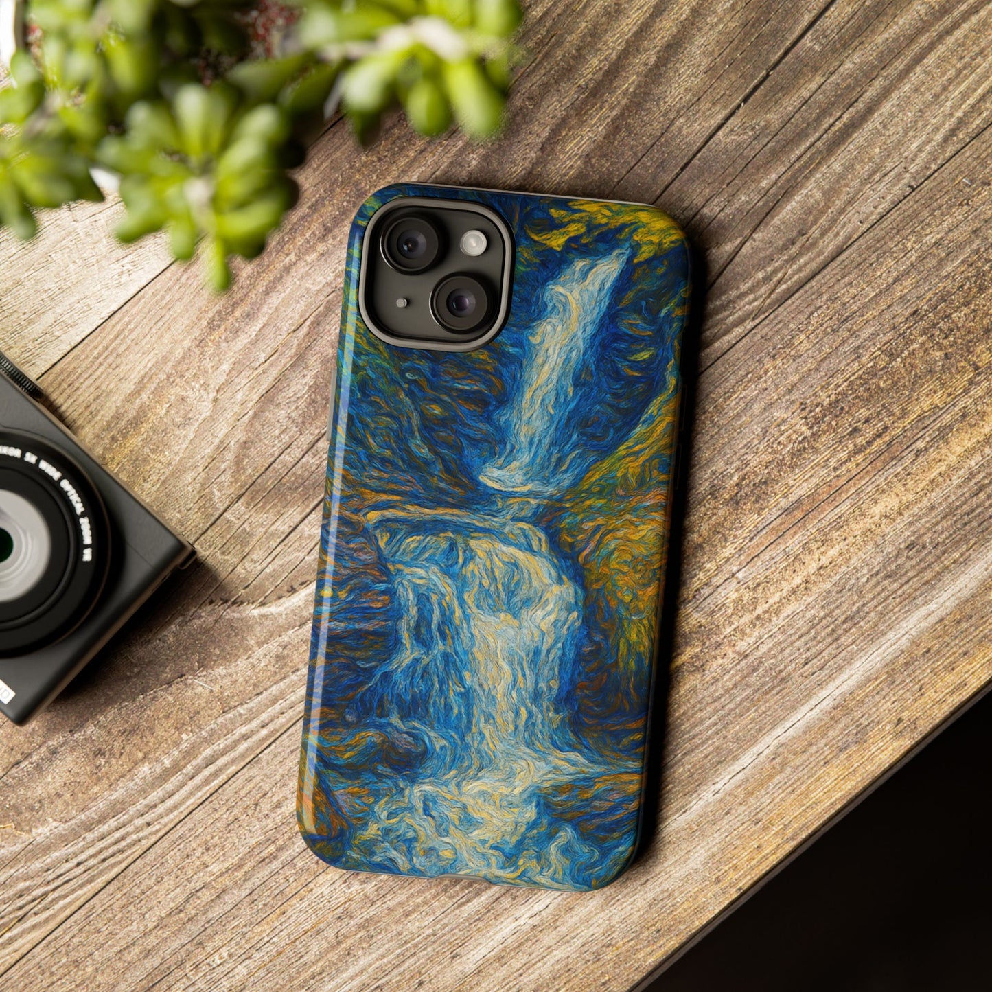 Artistic Phone Case - Waterfall Design, Unique Gift, Phone Accessory, Nature Lover, Original Artwork