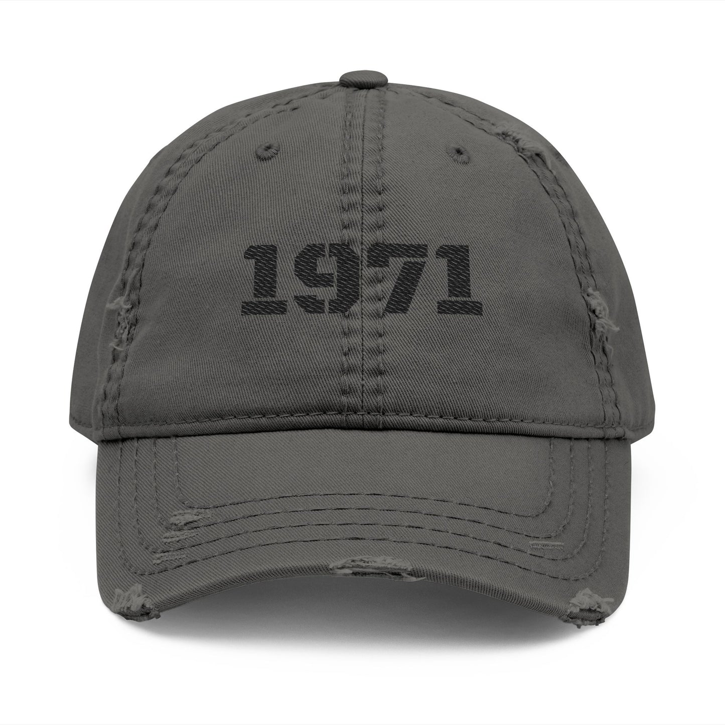 Distressed Embroidered Dad Hat, Vintage Wear, Casual Style, Gift for Dads, 1971 Cap, Father's Day Hat