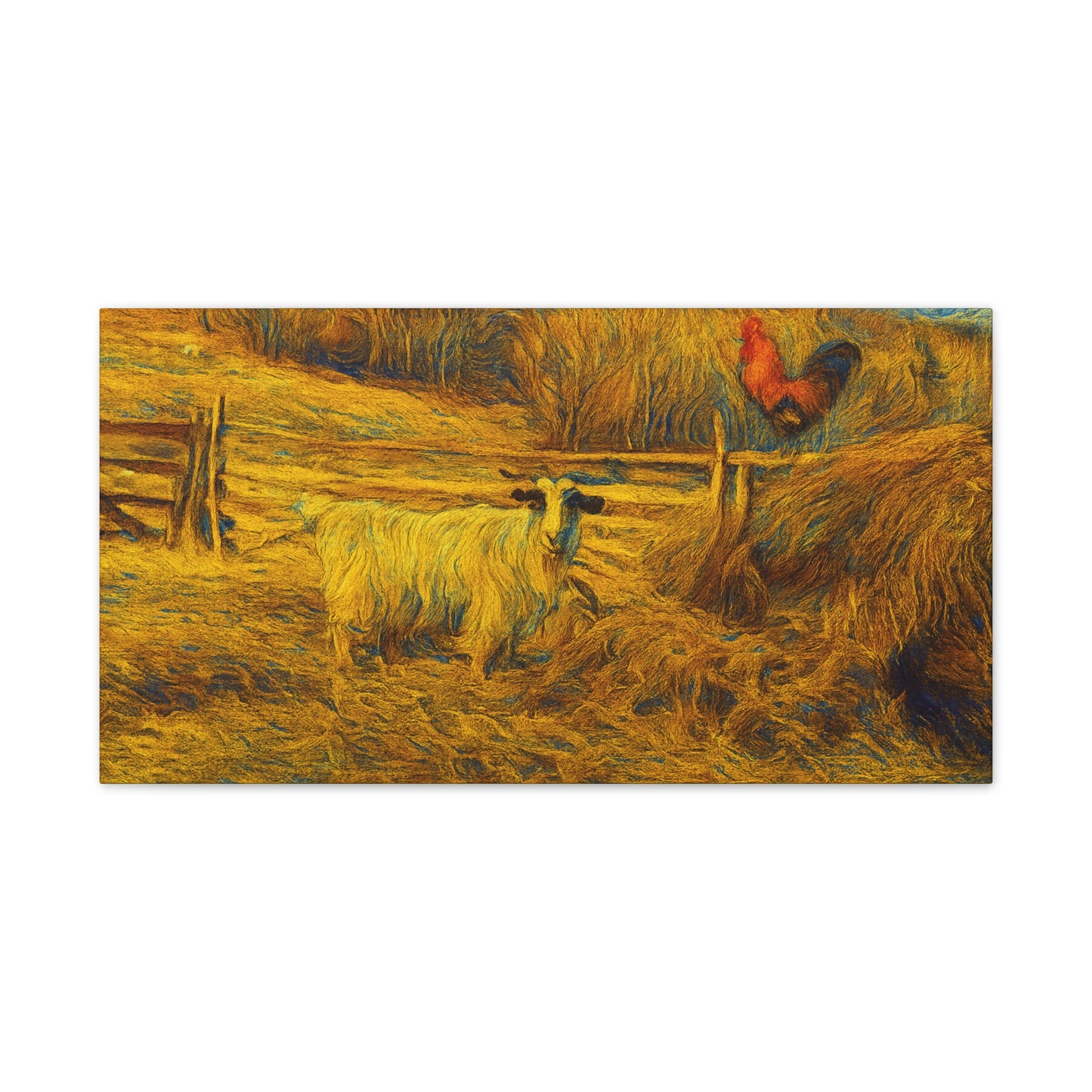 Farmhouse Canvas Wall Art - Rustic Animal Decor, Goat and Rooster Painting, Country Home, Farmhouse Style, Gift for Farmers