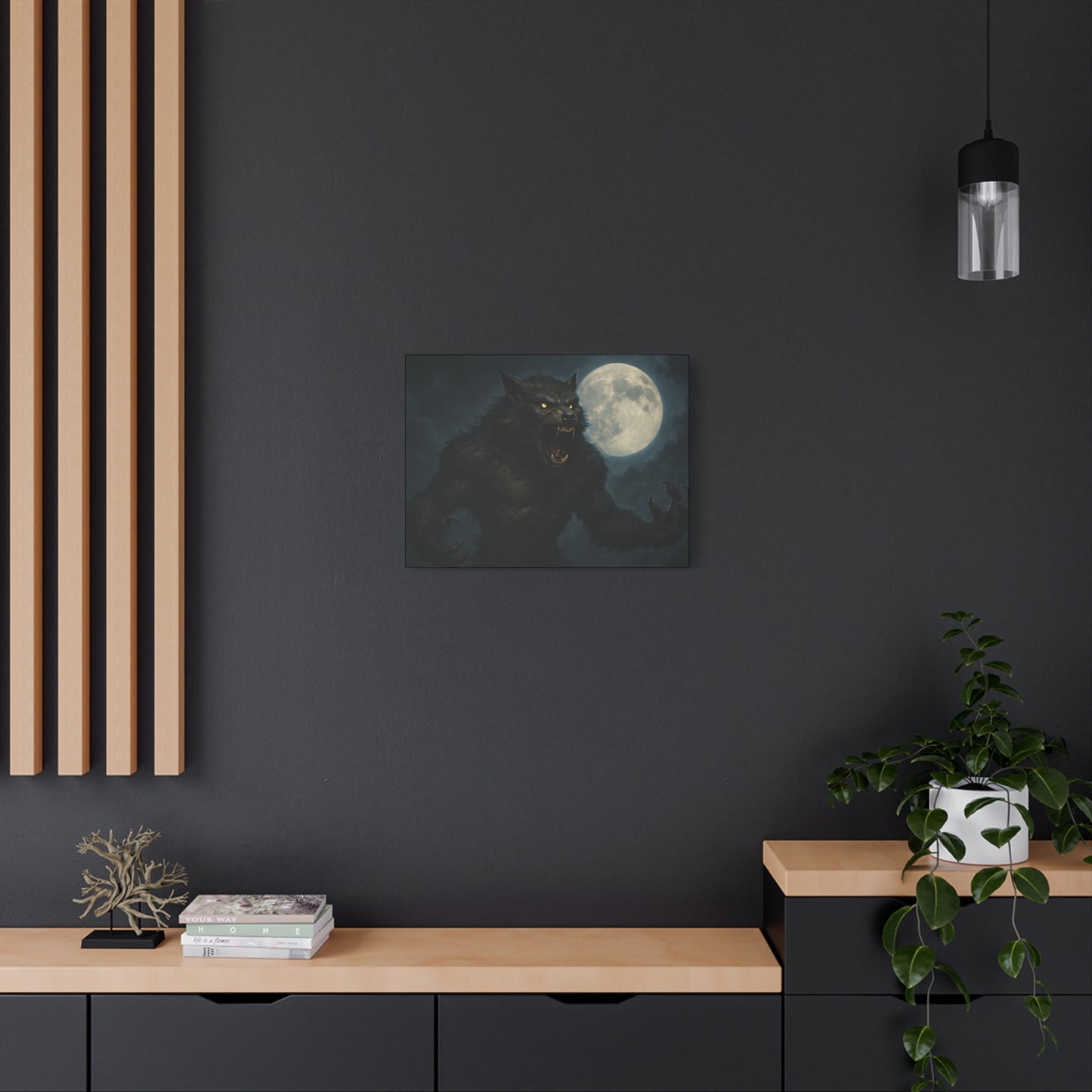 Werewolf Moon Canvas Art | Dark Fantasy Decor for Halloween, Gothic Home, Werewolf Lover Gift, Unique Wall Art, Spooky Decor