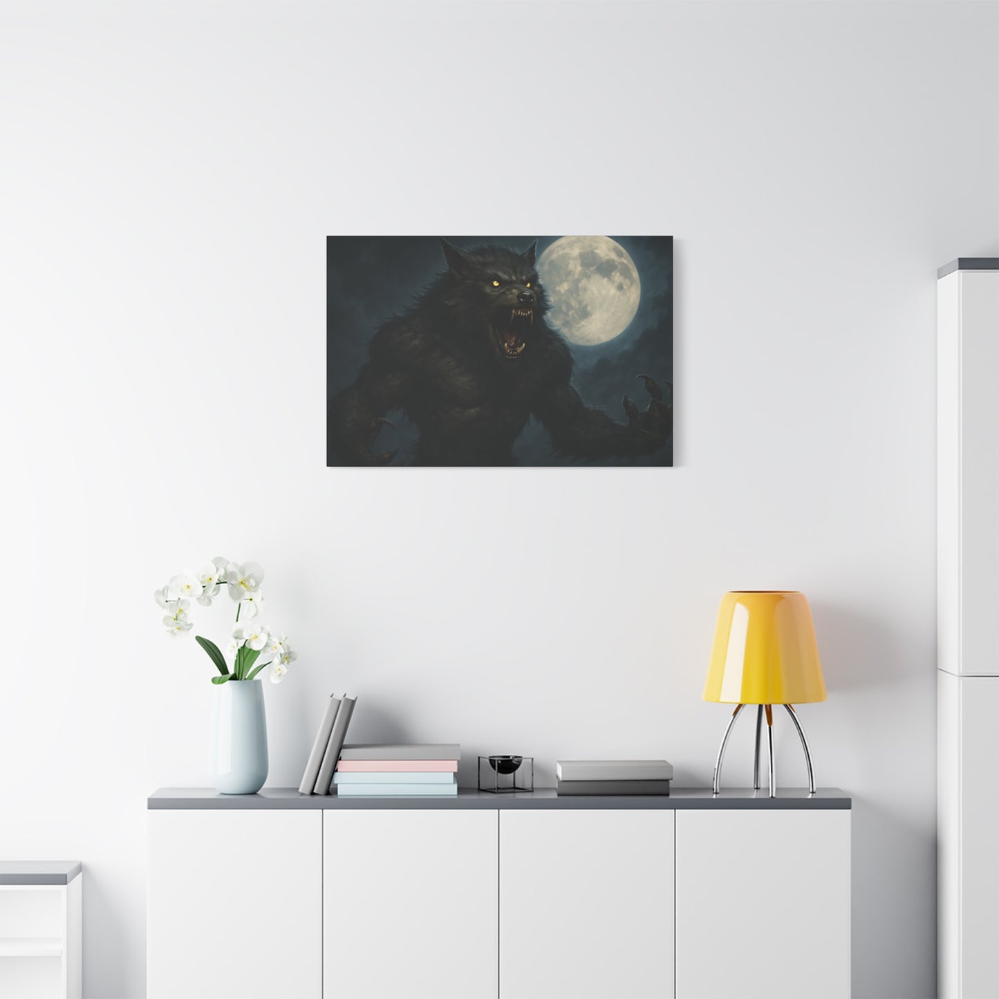 Werewolf Moon Canvas Art | Dark Fantasy Decor for Halloween, Gothic Home, Werewolf Lover Gift, Unique Wall Art, Spooky Decor