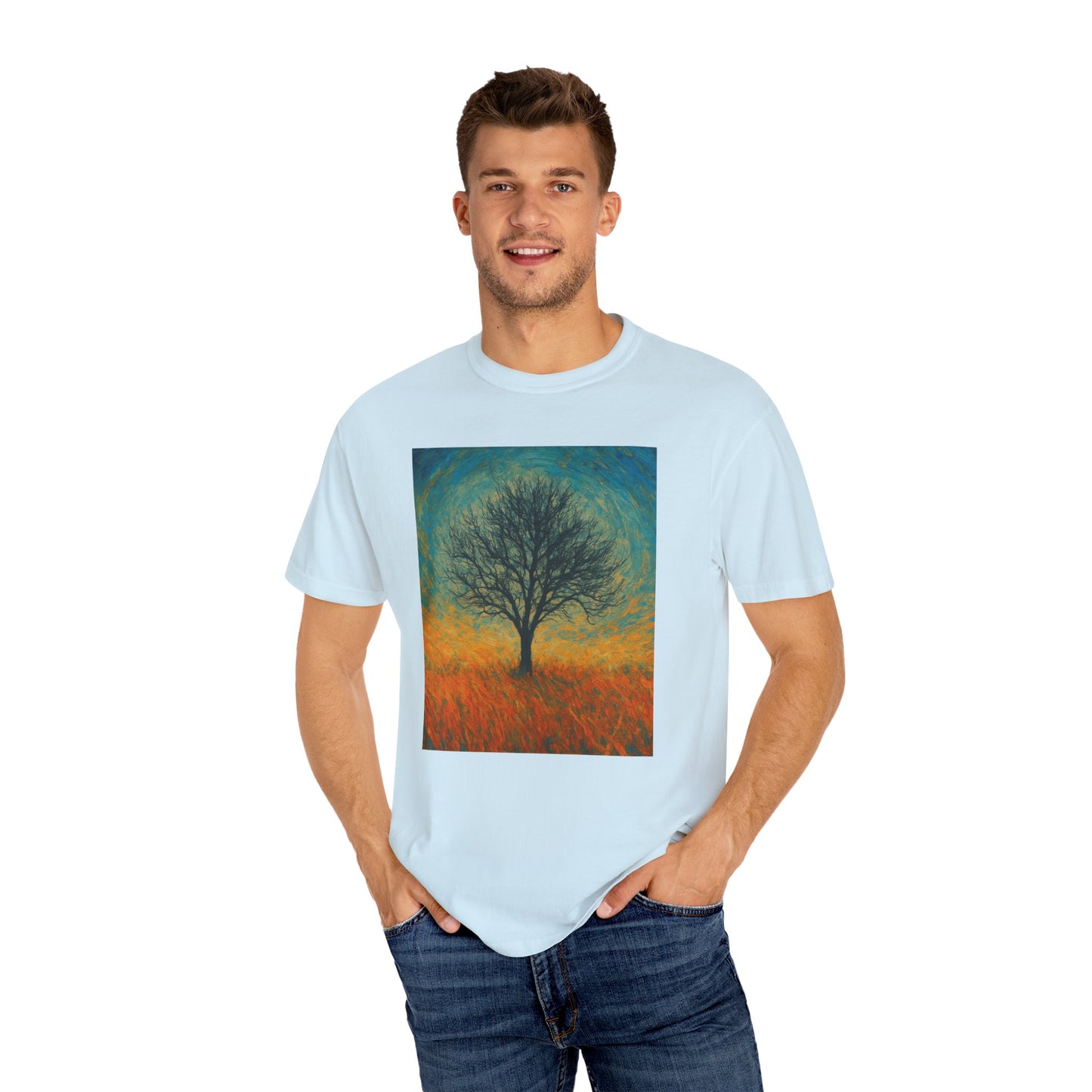 Nature-Themed Unisex Garment-Dyed T-Shirt - Tree Design, Bohemian Tee, Nature Lover Gift, Eco-Friendly Fashion, Casual Wear