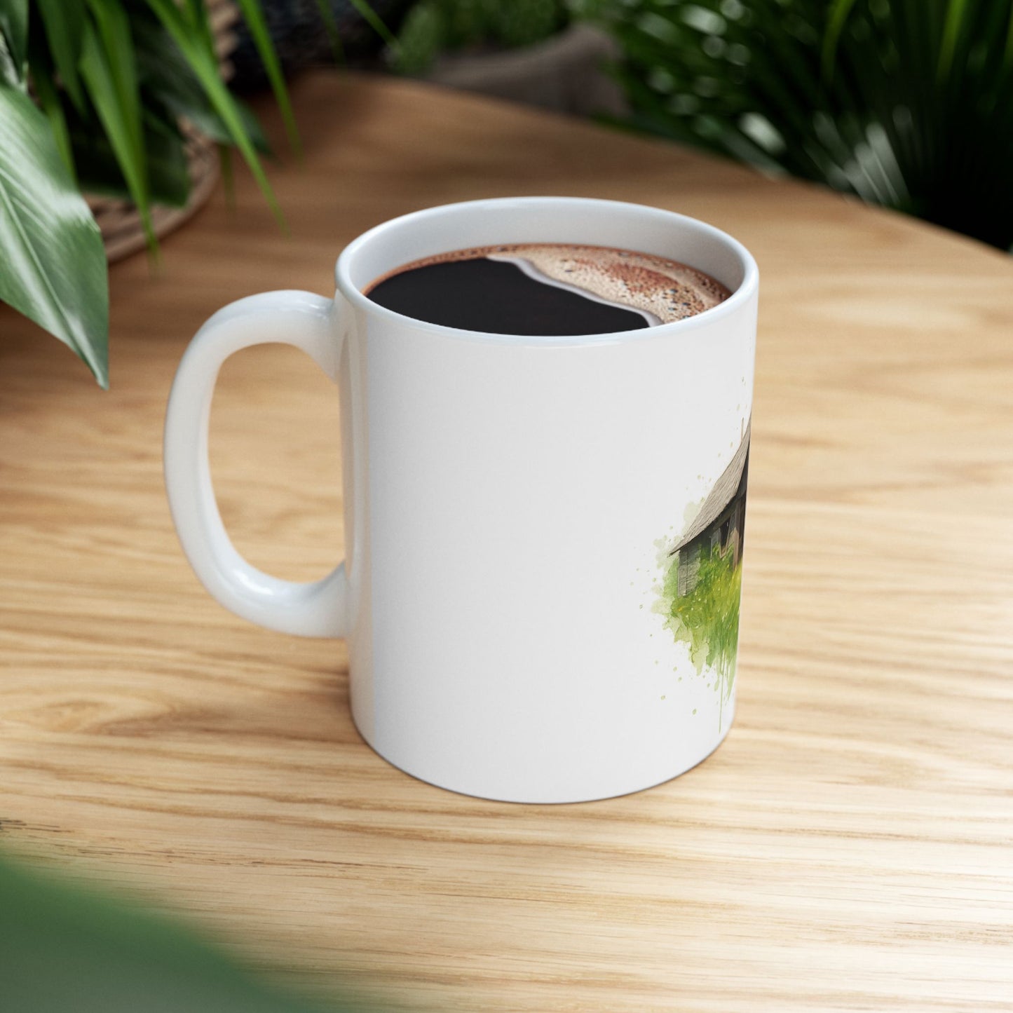 Rustic Cabin Ceramic Mug - Cozy Coffee Cup for Nature Lovers, Gift for Home, Farmhouse Decor, Tea Time, Camping Enthusiasts