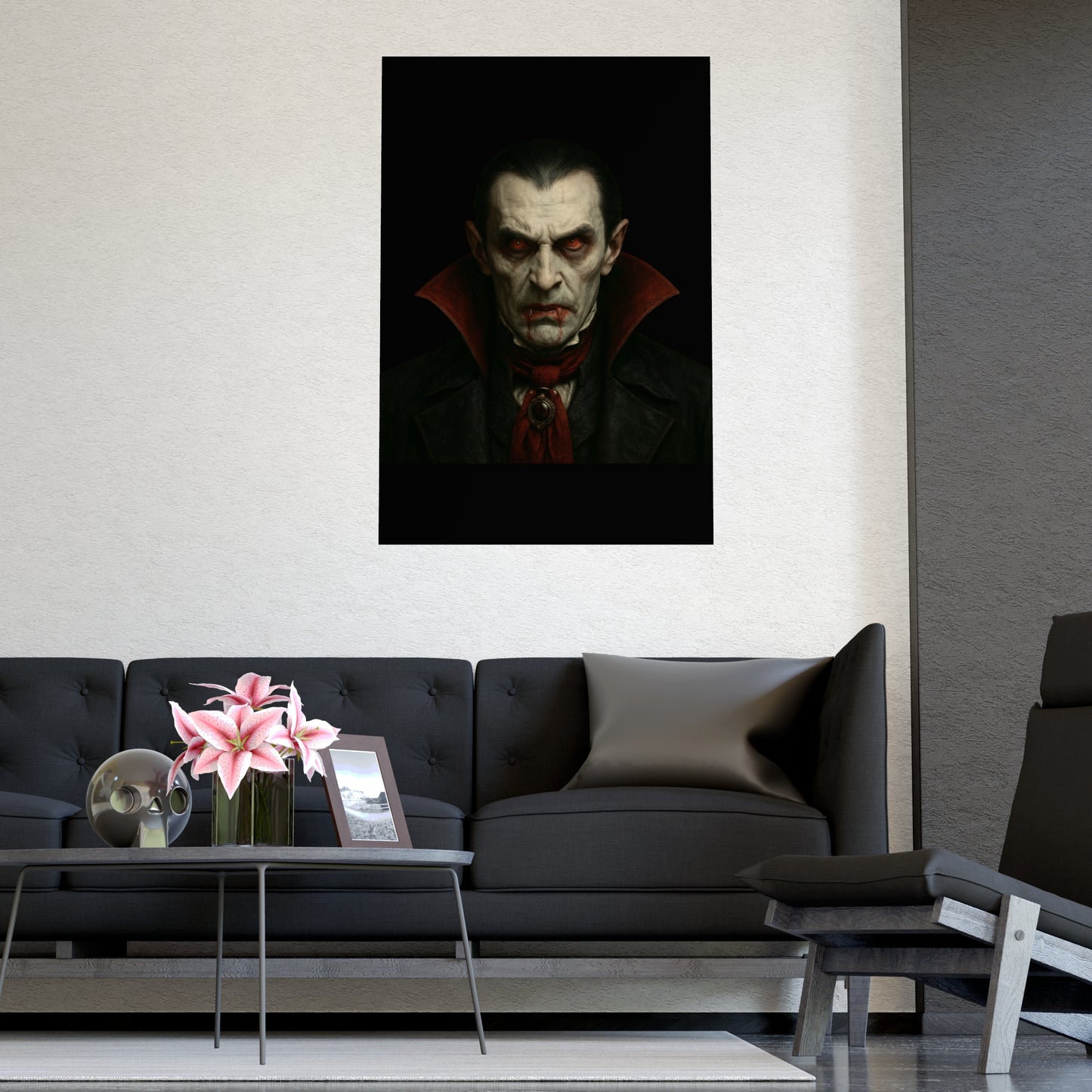 Gothic Vampire Art Poster, Spooky Wall Decor, Horror Room Accent, Perfect for Halloween, Gothic Decor, Home Office Artwork