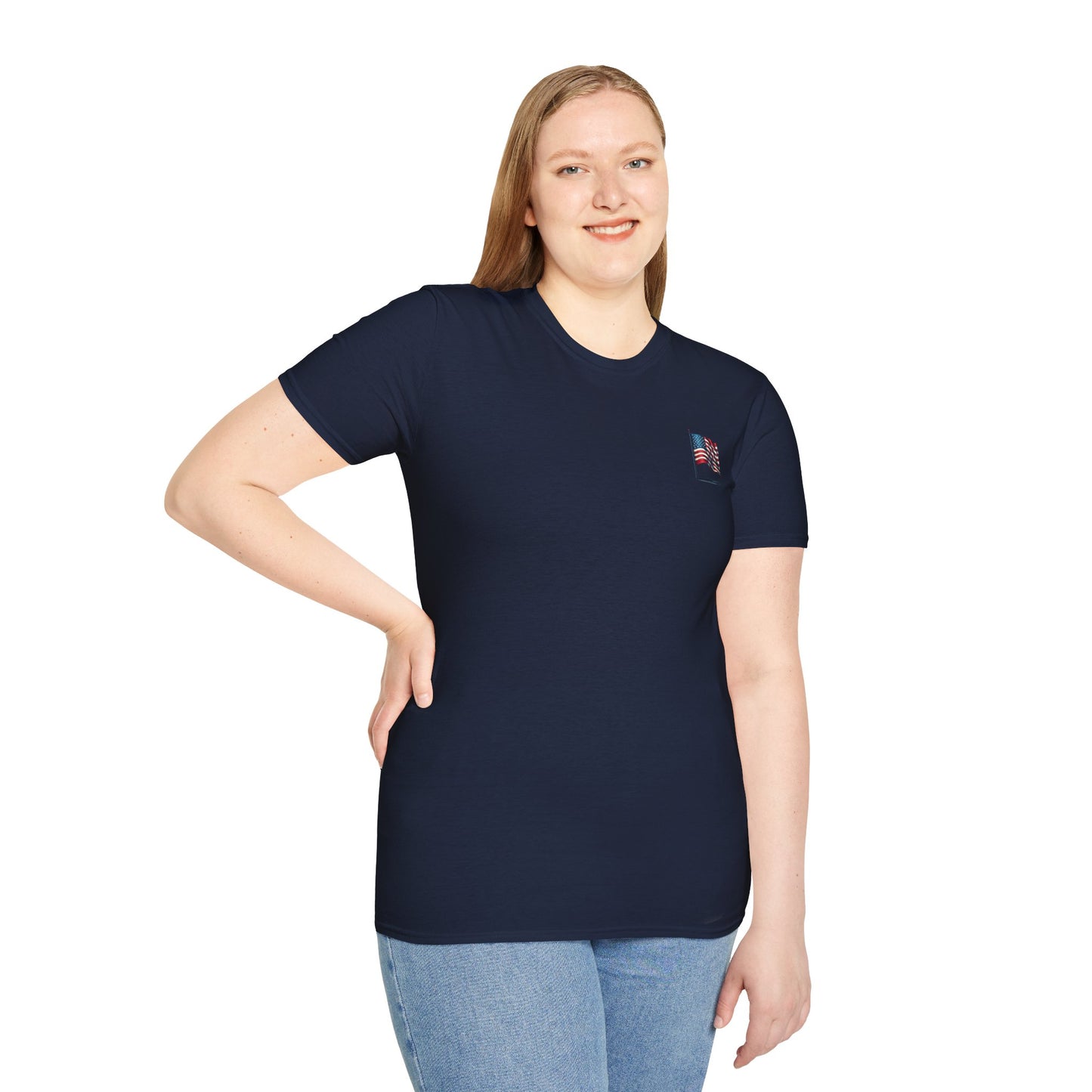 Patriotic Unisex Softstyle T-Shirt, American Flag Tee, USA Pride Shirt, Perfect for Independence Day, Casual Wear