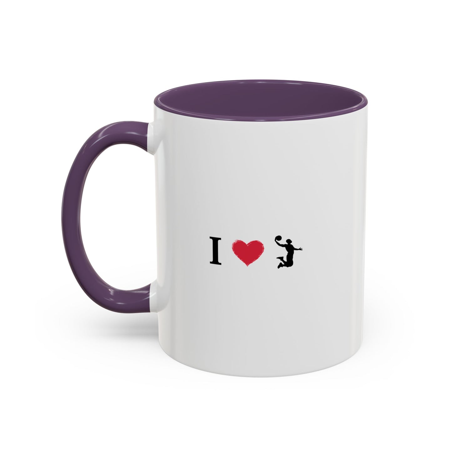 I Love Basketball Coffee Ceramic Mug, Cute Coffee Lover Gift, Personalized Mug for Fun, Black Accent Mug for Birthdays, Holidays, Office