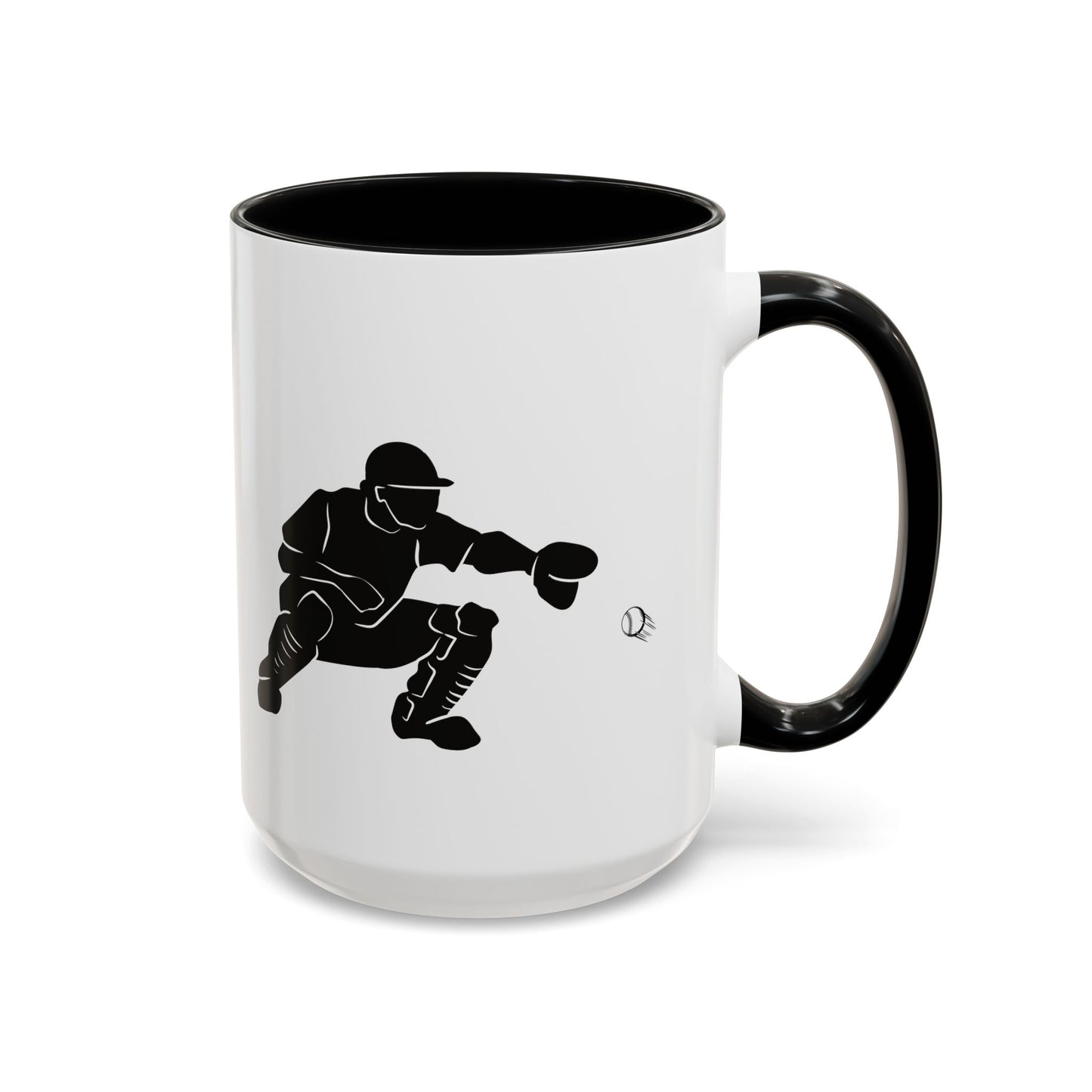 Baseball Catcher Coffee Mug, Sports Gift for Coaches, Black Accent Mug for Fans, Perfect for Birthdays & Celebrations, Unique Cup