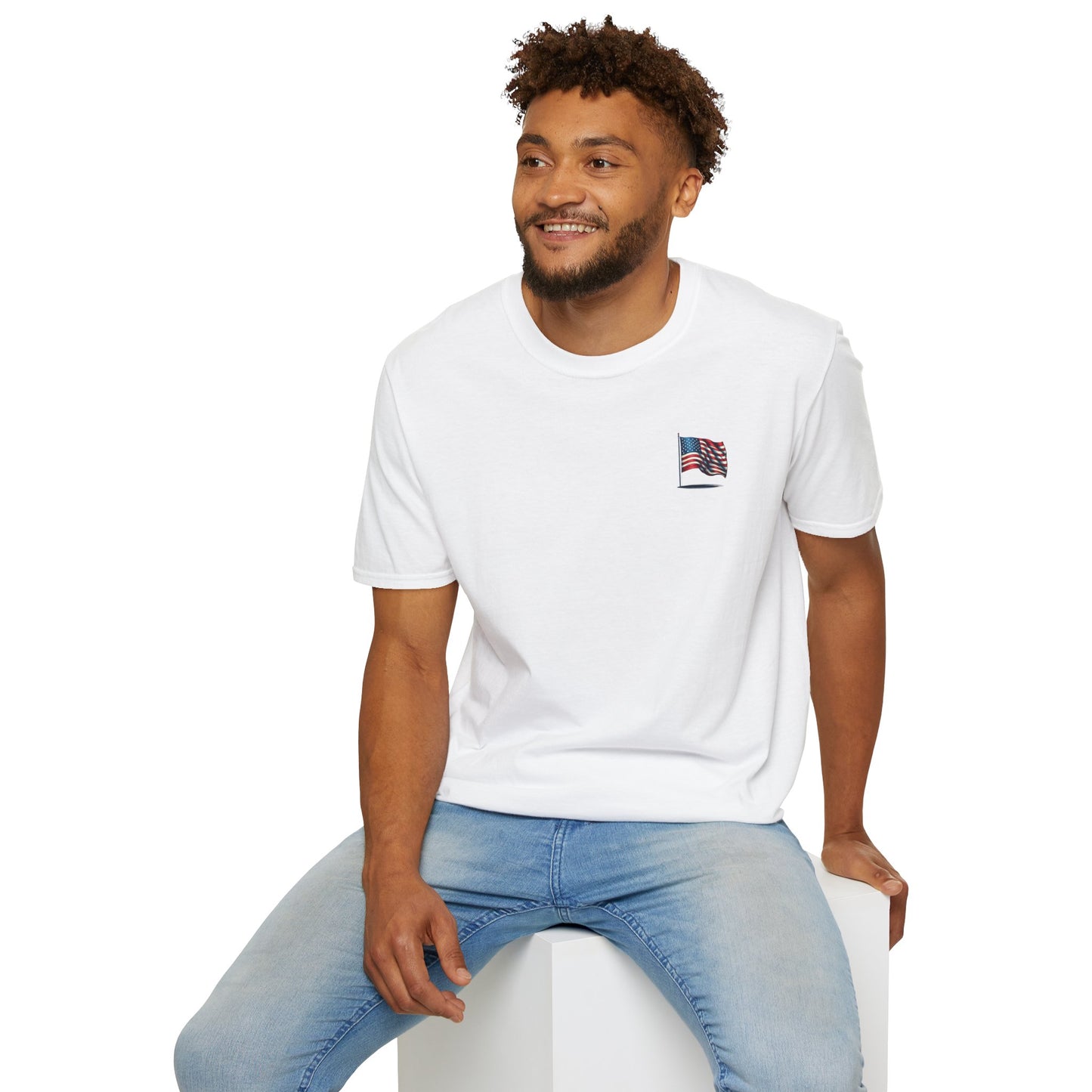 Patriotic Unisex Softstyle T-Shirt, American Flag Tee, USA Pride Shirt, Perfect for Independence Day, Casual Wear