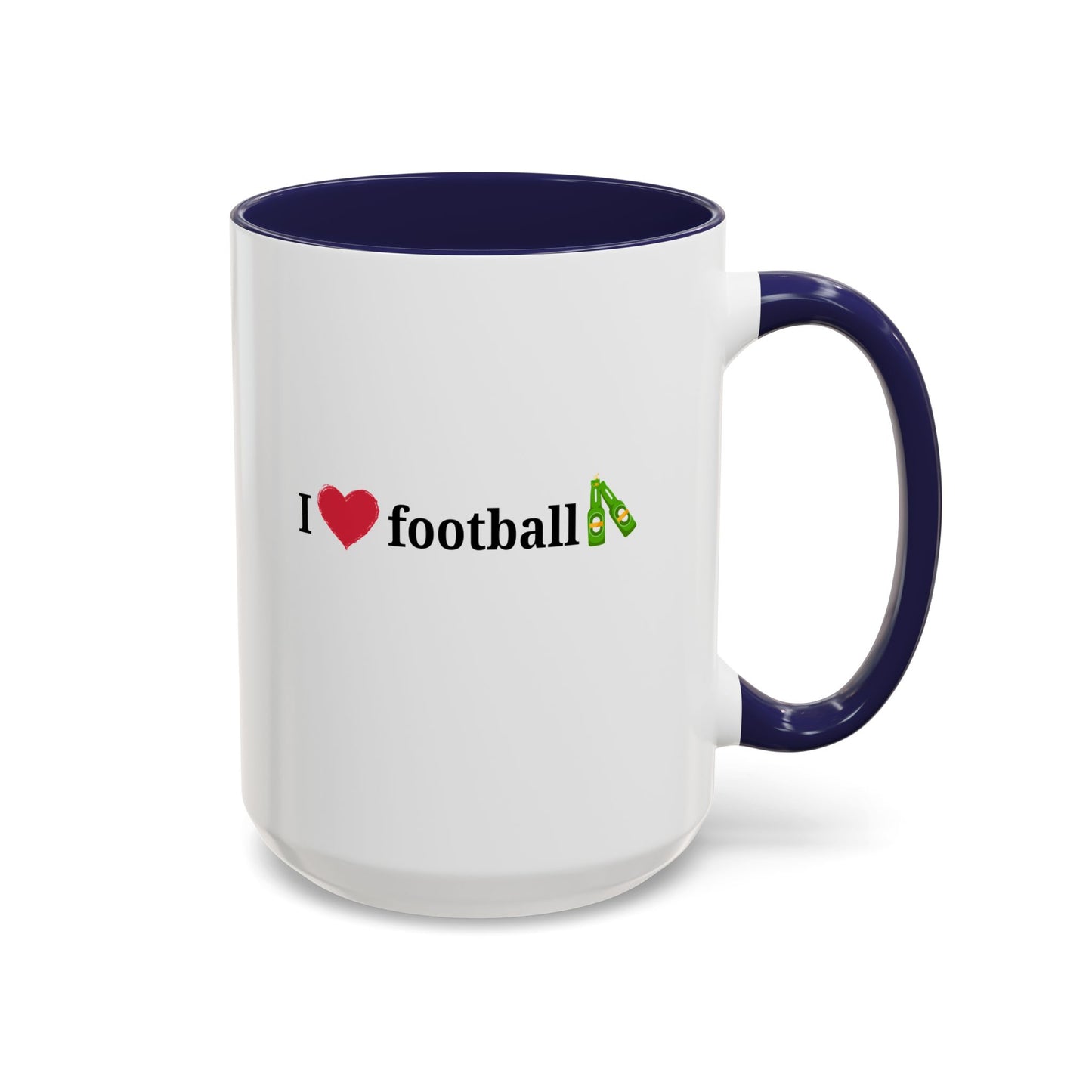 I Love Football Accent Coffee Mug, Perfect Gift for Sports Lovers, Football Enthusiasts, Unique Mug for Game Days, Home or Office Decor