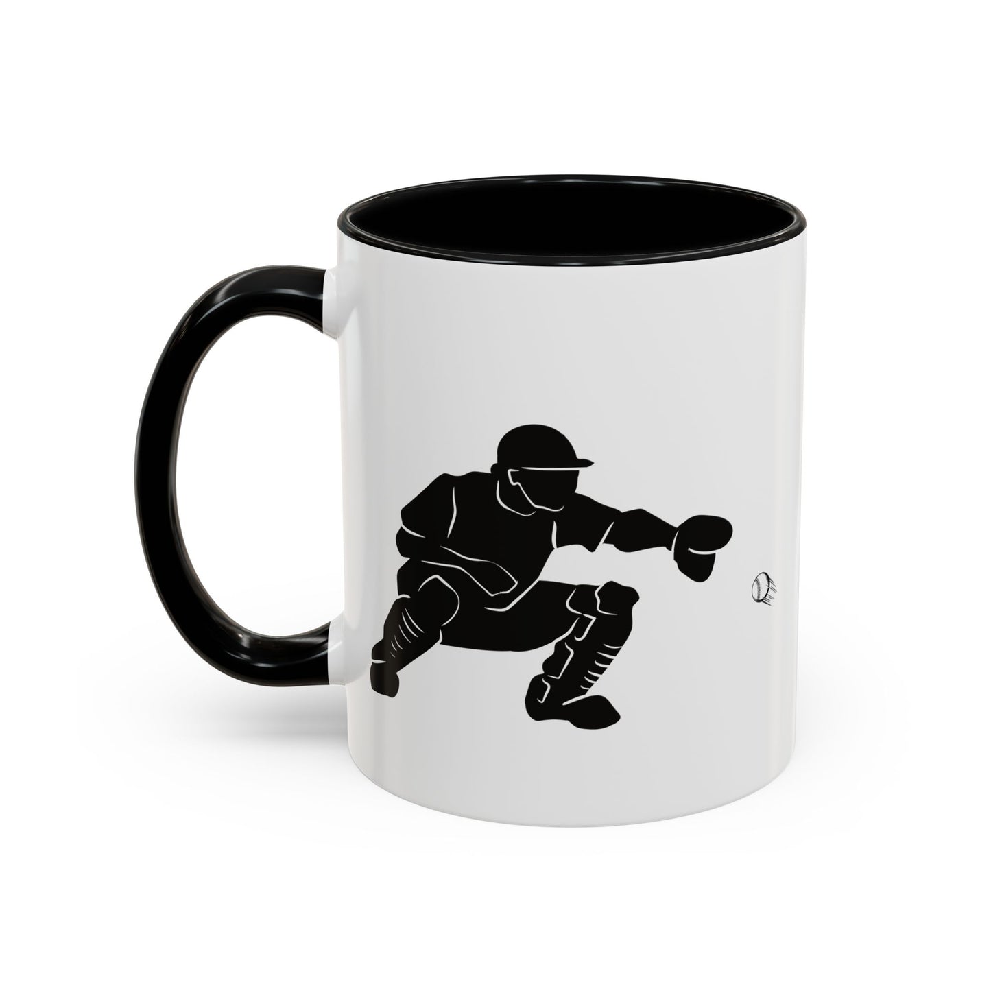Baseball Catcher Coffee Mug, Sports Gift for Coaches, Black Accent Mug for Fans, Perfect for Birthdays & Celebrations, Unique Cup
