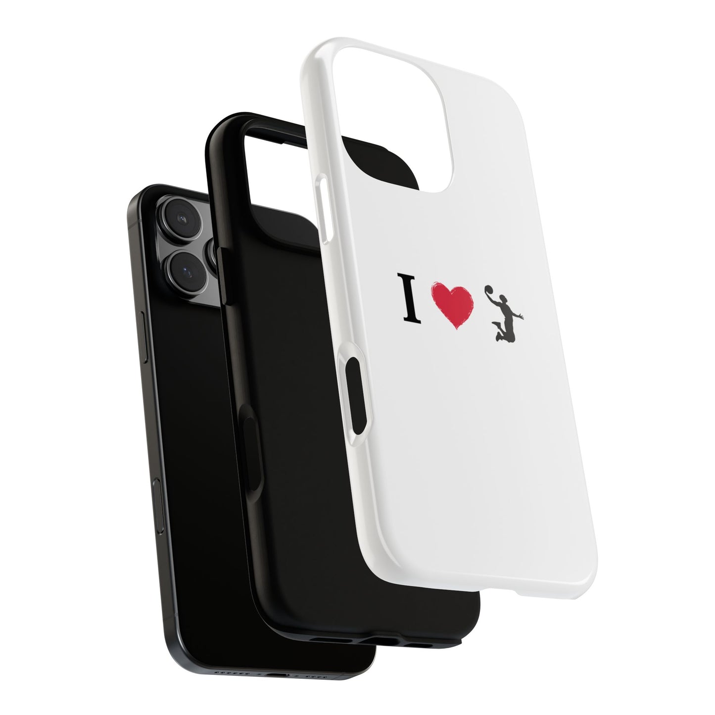 I Love Basketball Phone Case, Sporty Cell Cover, Basketball Gift for Players, Tough Cases, Love for Sports Accessories