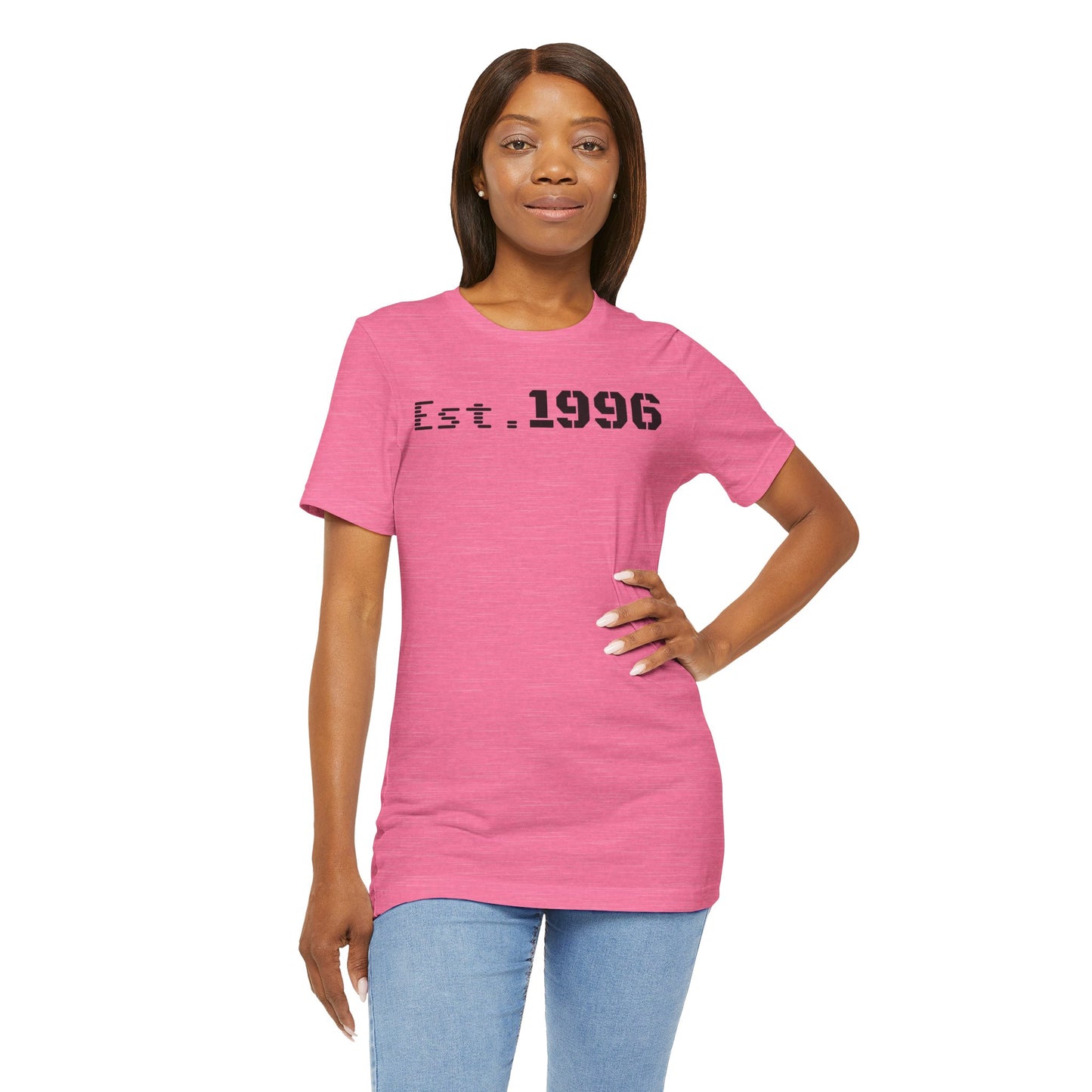 Unisex Jersey Tee - 'Est. 1996' Graphic Shirt, Birthday Gift, Casual Wear, Vintage Style, Retro Fashion, Gift for Him/Her