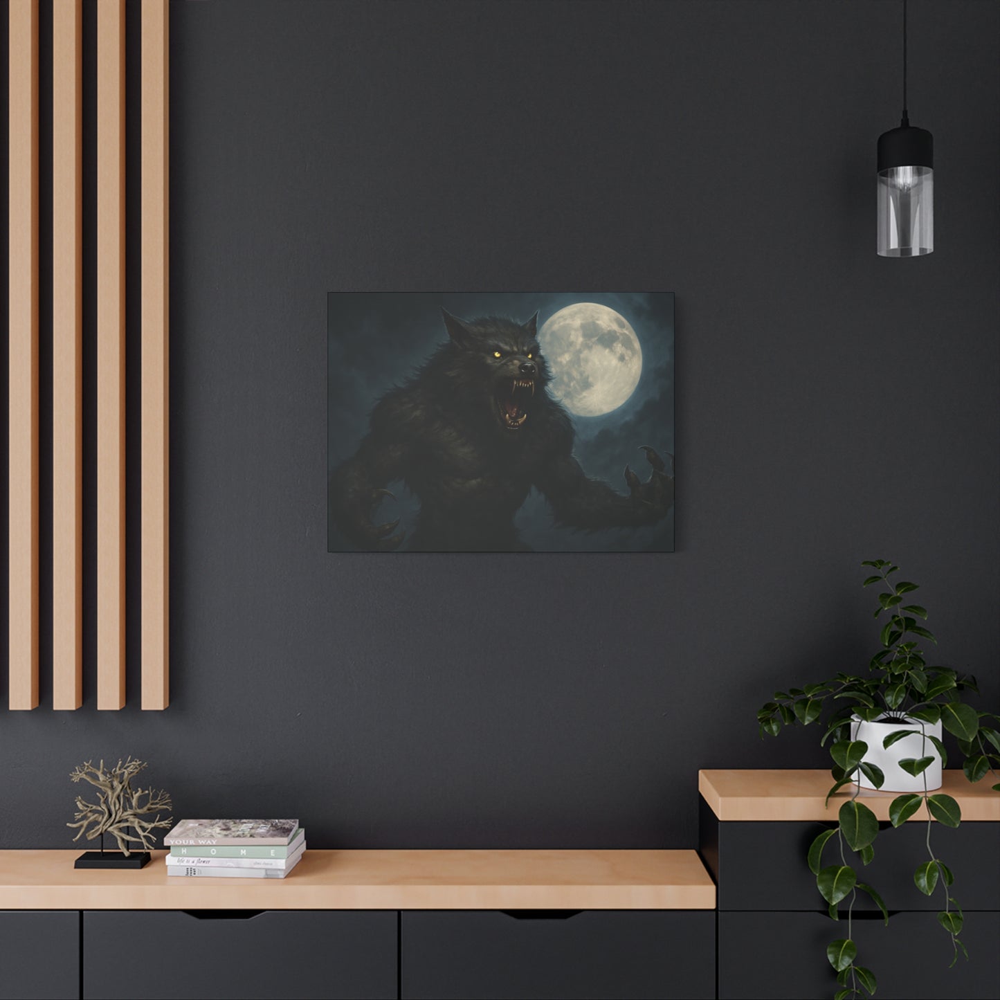 Werewolf Moon Canvas Art | Dark Fantasy Decor for Halloween, Gothic Home, Werewolf Lover Gift, Unique Wall Art, Spooky Decor