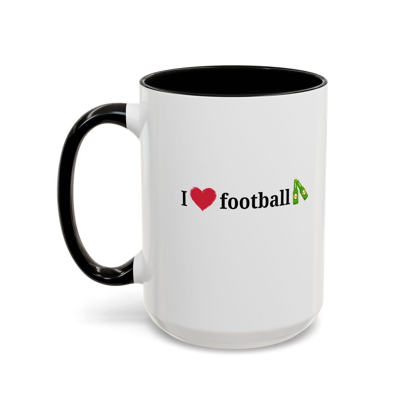 I Love Football Accent Coffee Mug, Perfect Gift for Sports Lovers, Football Enthusiasts, Unique Mug for Game Days, Home or Office Decor