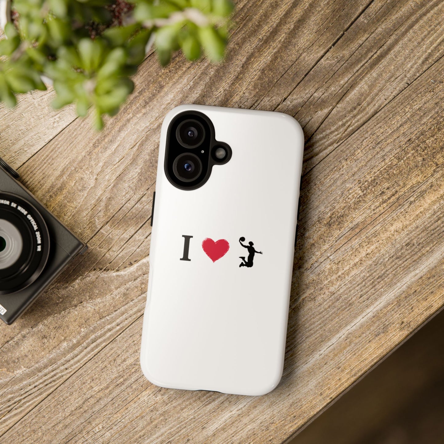 I Love Basketball Phone Case, Sporty Cell Cover, Basketball Gift for Players, Tough Cases, Love for Sports Accessories
