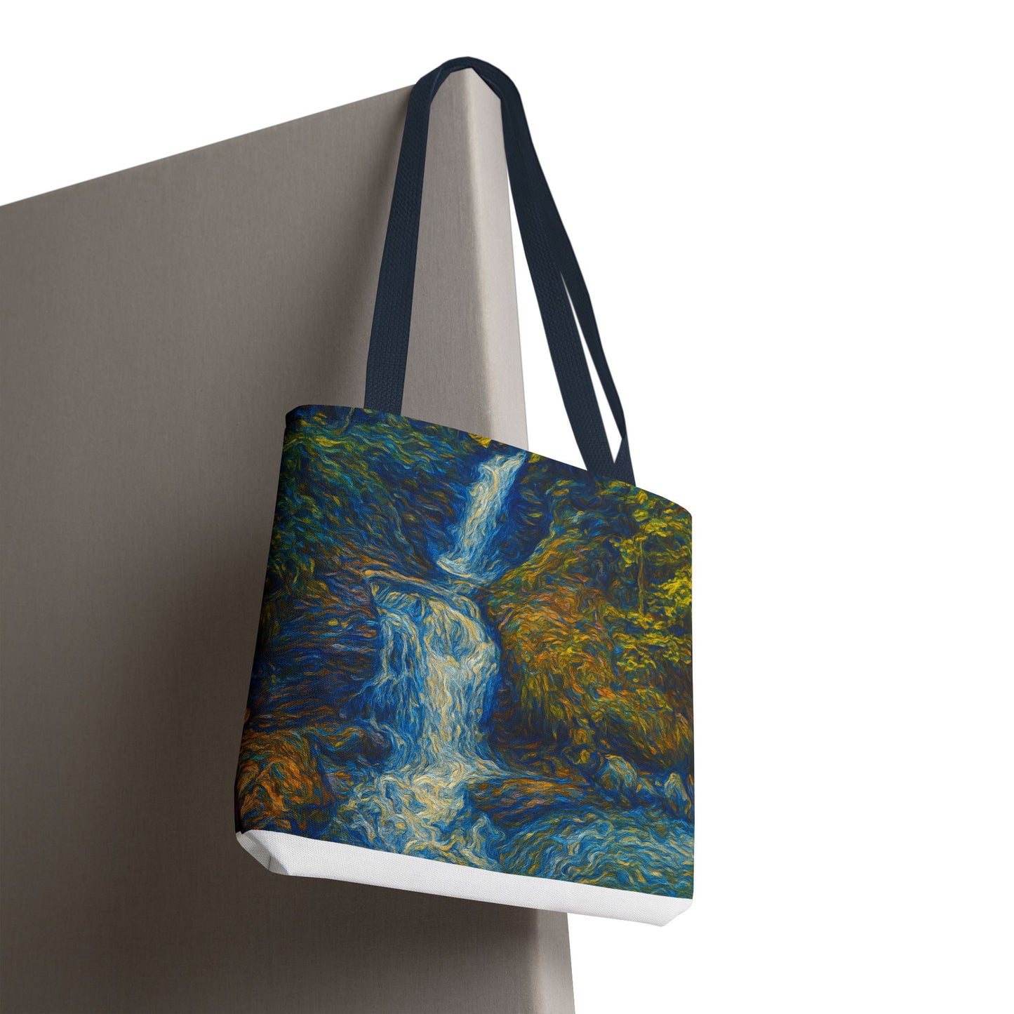 Nature-Inspired Tote Bag, Artistic Eco-Friendly Shopper, Waterfall Design, Reusable Market Bag, Gift for Nature Lovers