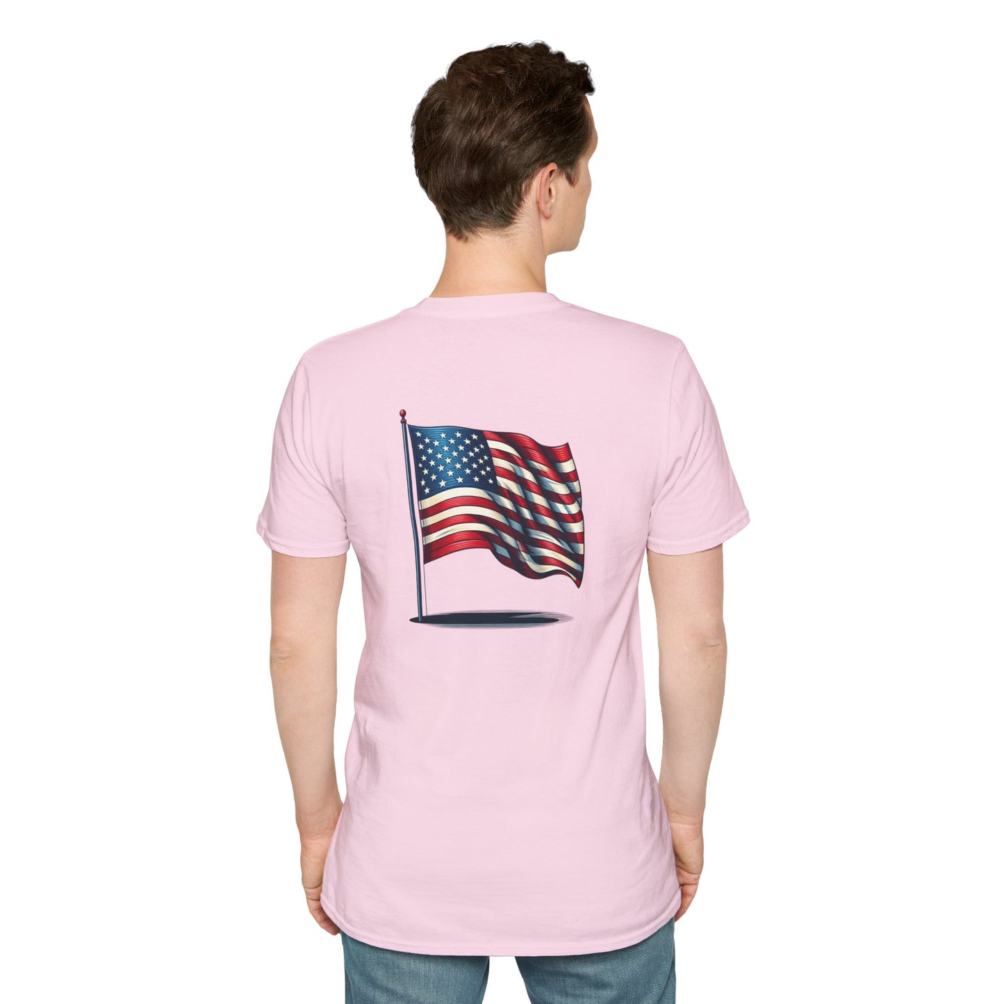 Patriotic Unisex Softstyle T-Shirt, American Flag Tee, USA Pride Shirt, Perfect for Independence Day, Casual Wear