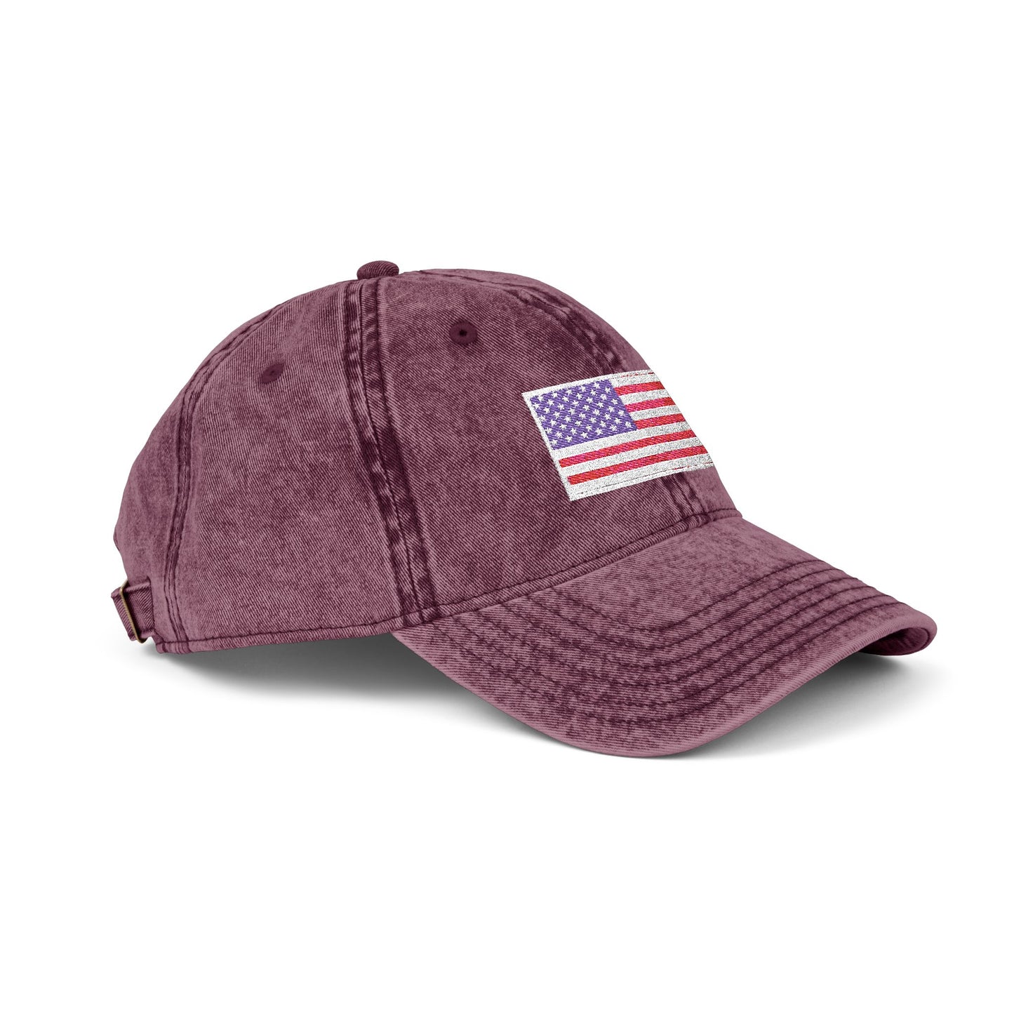 Embroidered Vintage Cap with USA Flag Design