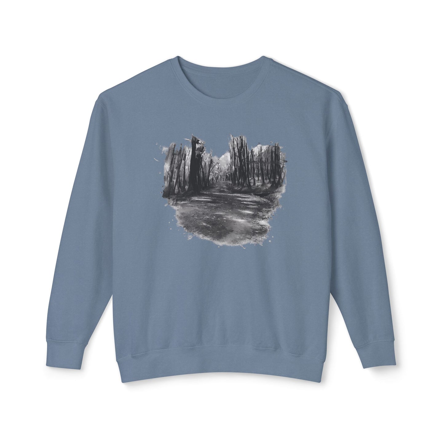 Scenic Minimalist Crewneck Sweatshirt - Cozy Art Tee for Nature Lovers, Gift for Her, Layering Essential, Perfect for Fall, Everyday Wear